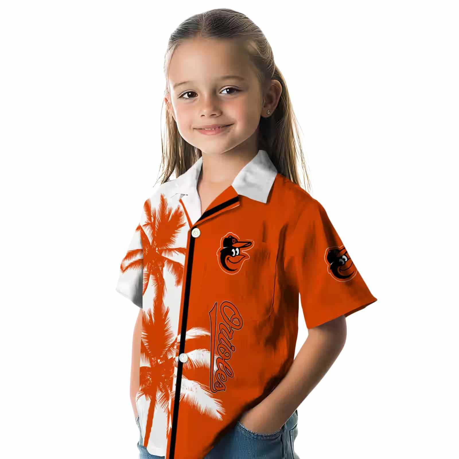 baltimore orioles palm trees orange white hawaiian shirt premium grade