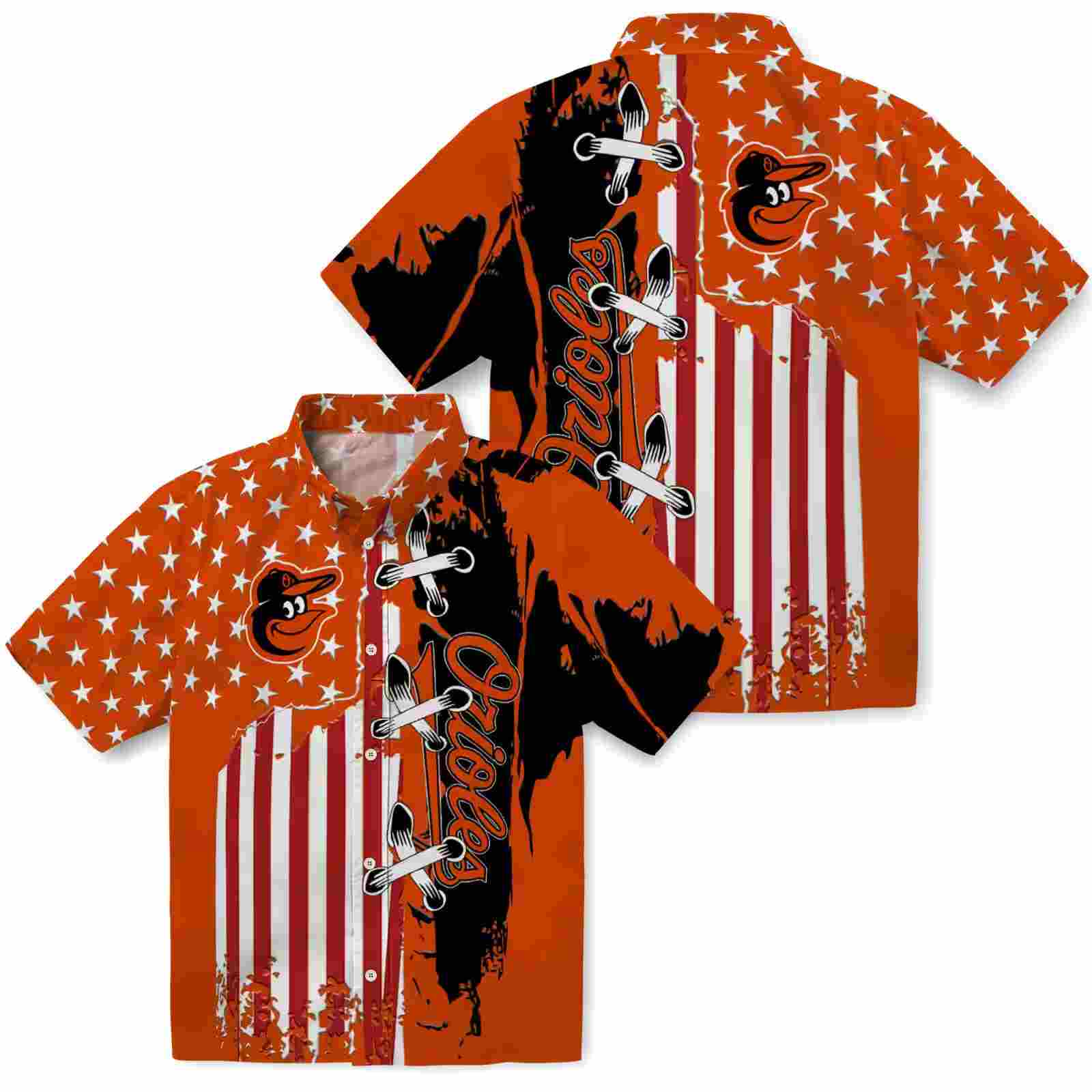 baltimore orioles stitched flag orange hawaiian shirt high quality