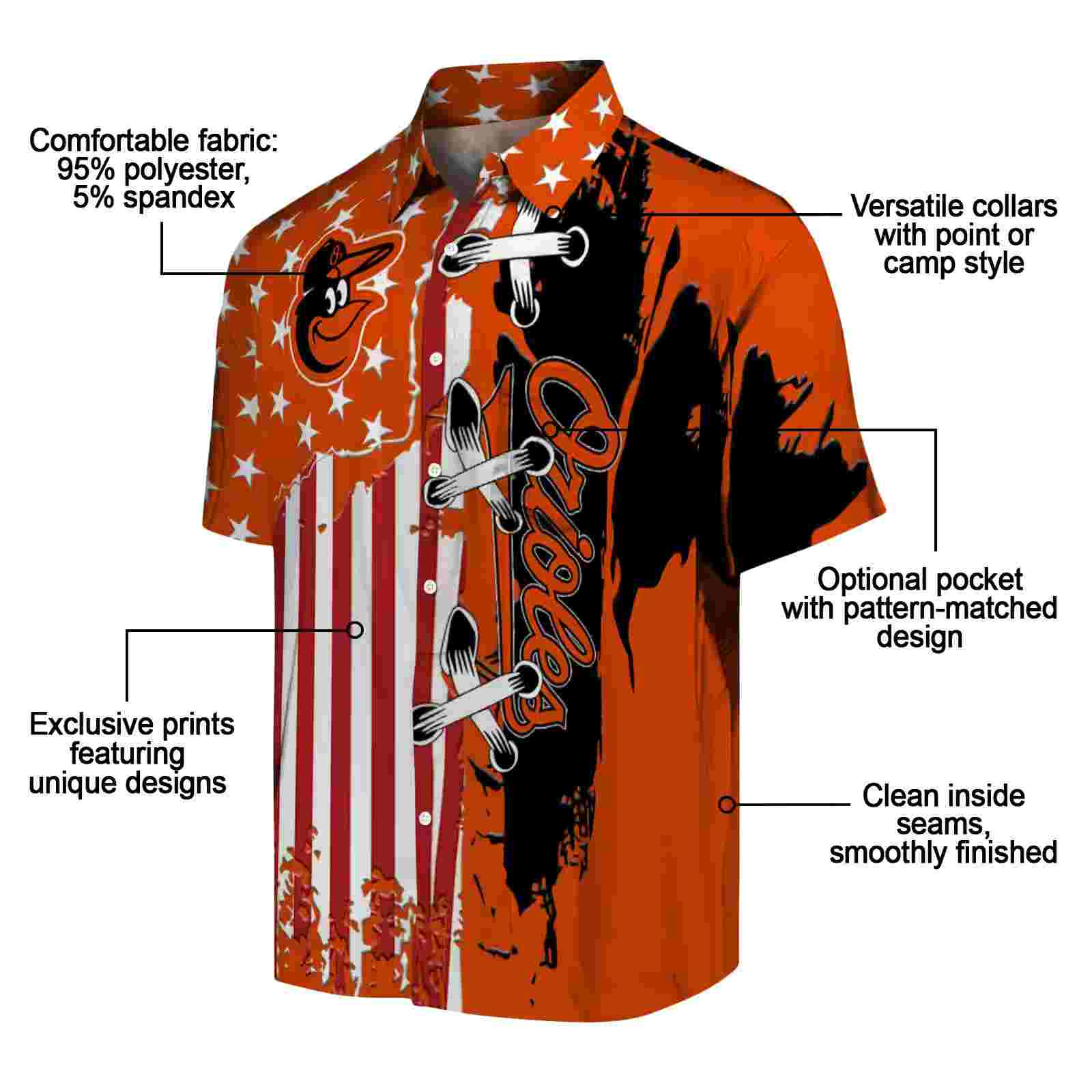 baltimore orioles stitched flag orange hawaiian shirt new arrival