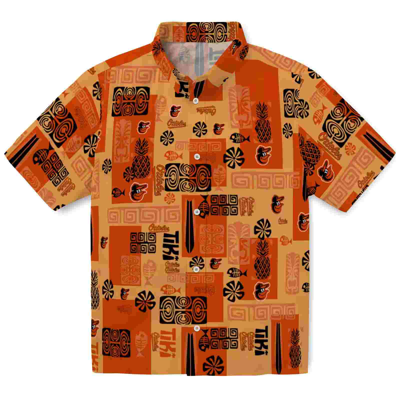 Baltimore Orioles Tribal Symbols Orange Hawaiian Shirt