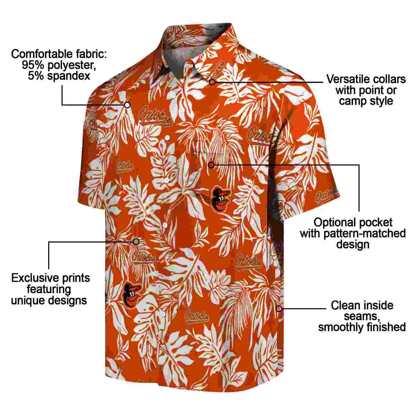 baltimore orioles tropical leaf orange white hawaiian shirt new arrival