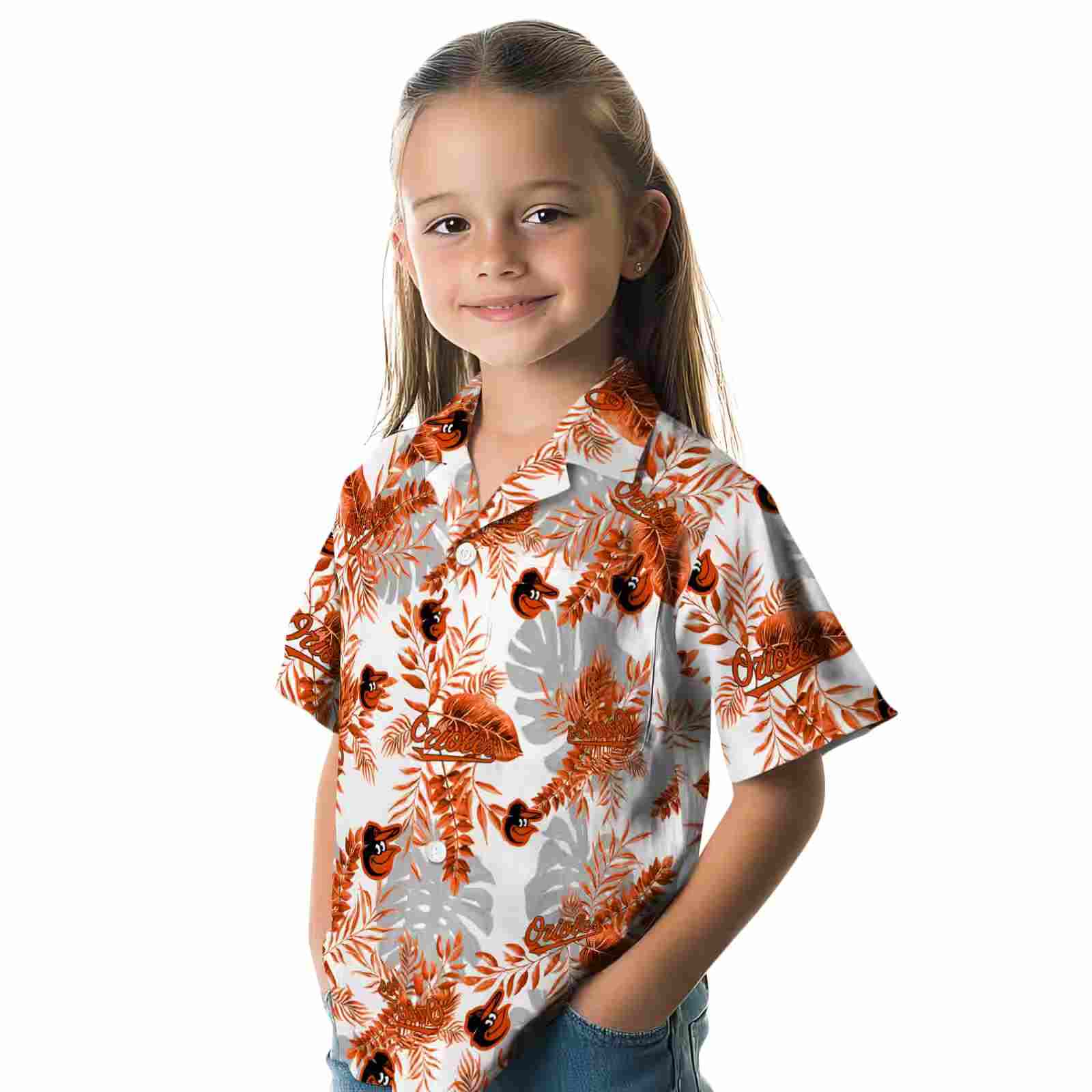 baltimore orioles tropical leaves white hawaiian shirt premium grade