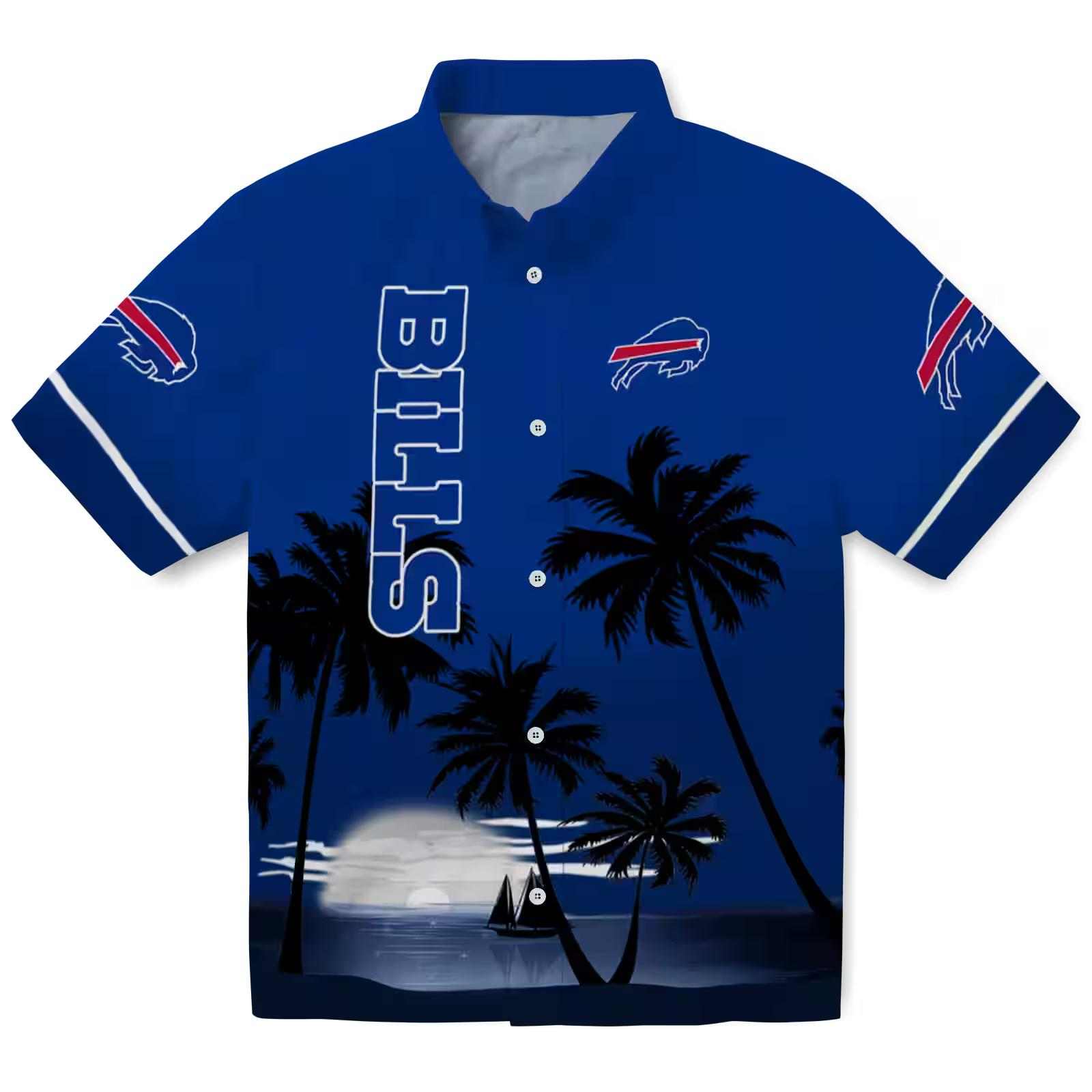 Buffalo Bills Beach Sunset Blue Black Hawaiian Shirt