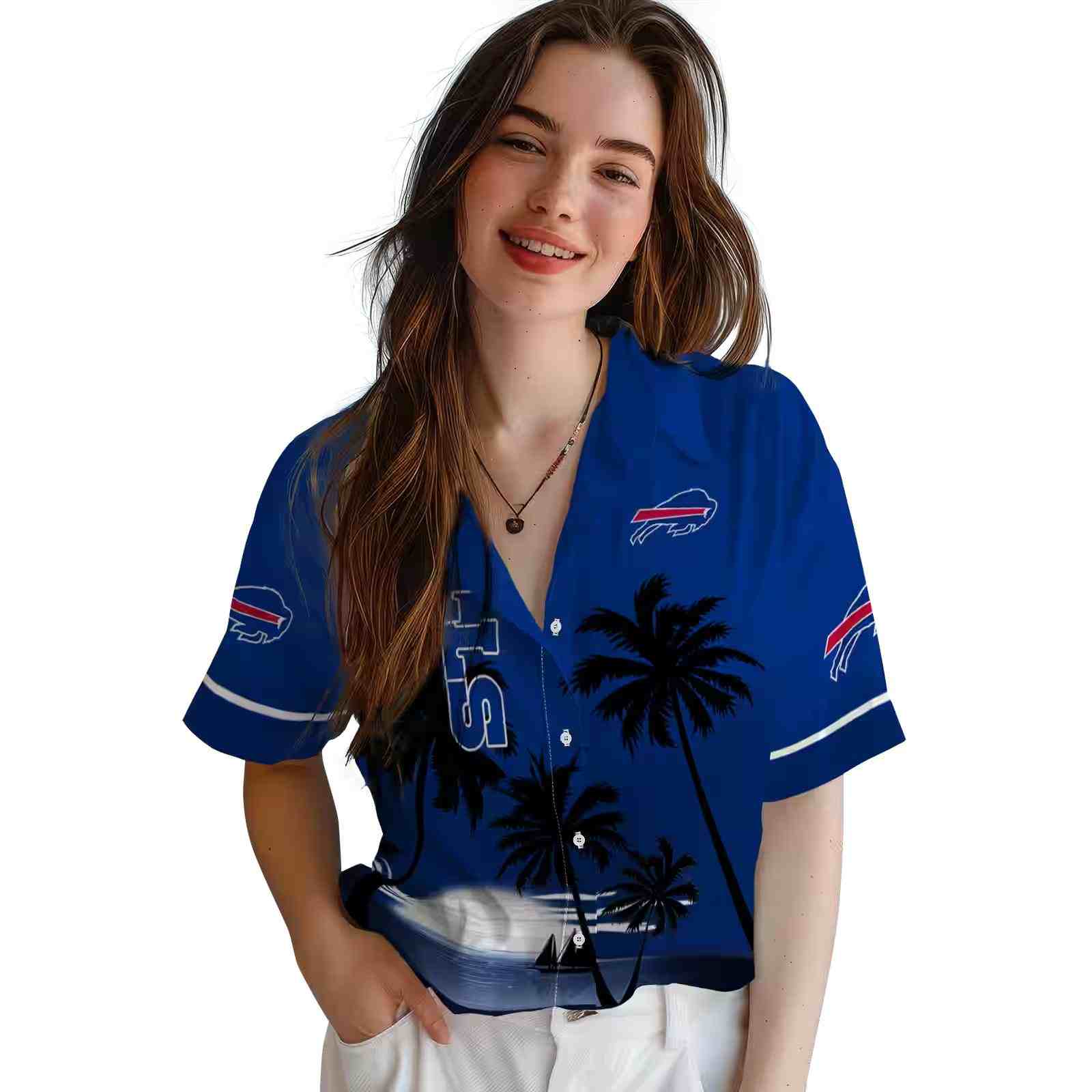 buffalo bills beach sunset blue black hawaiian shirt latest model