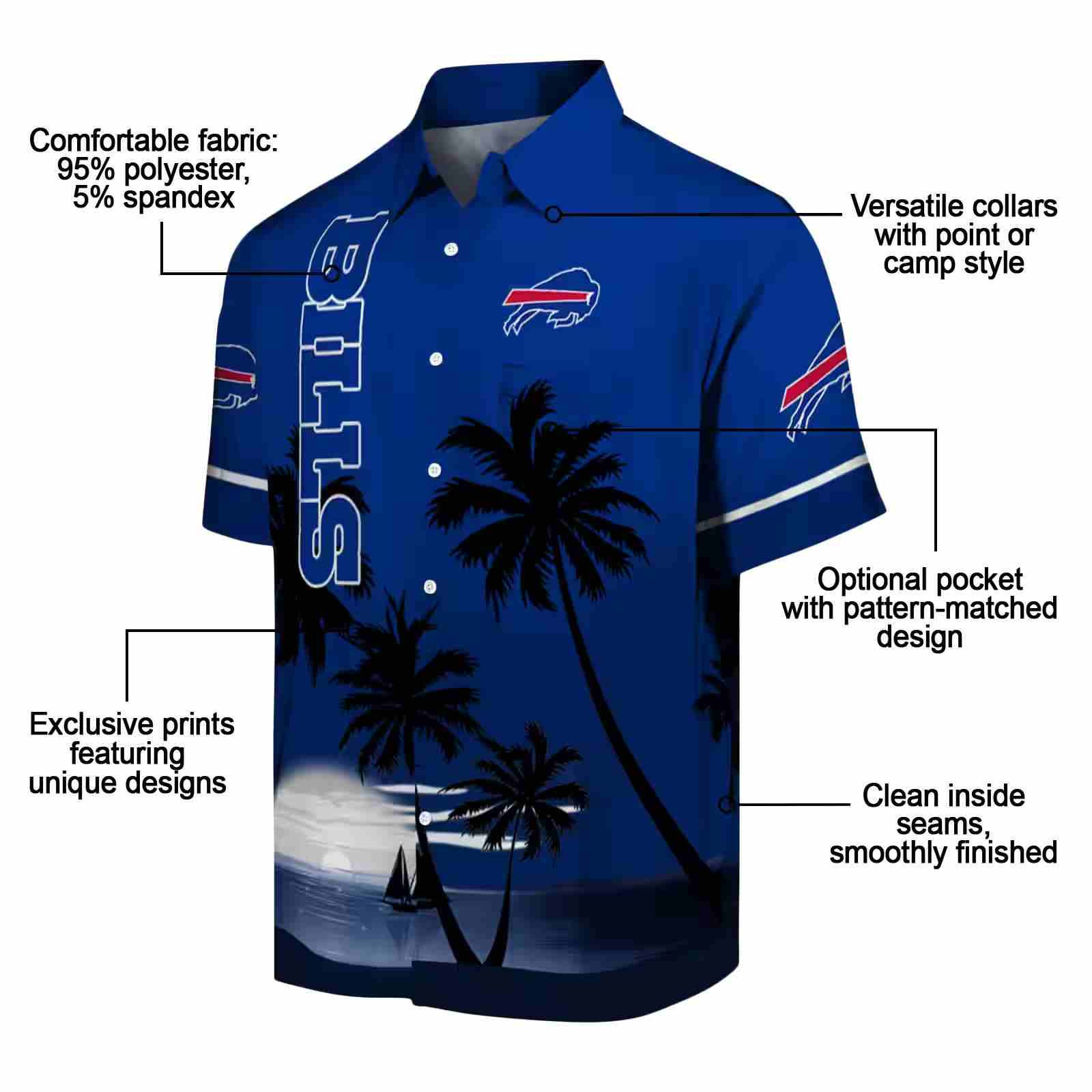 buffalo bills beach sunset blue black hawaiian shirt new arrival