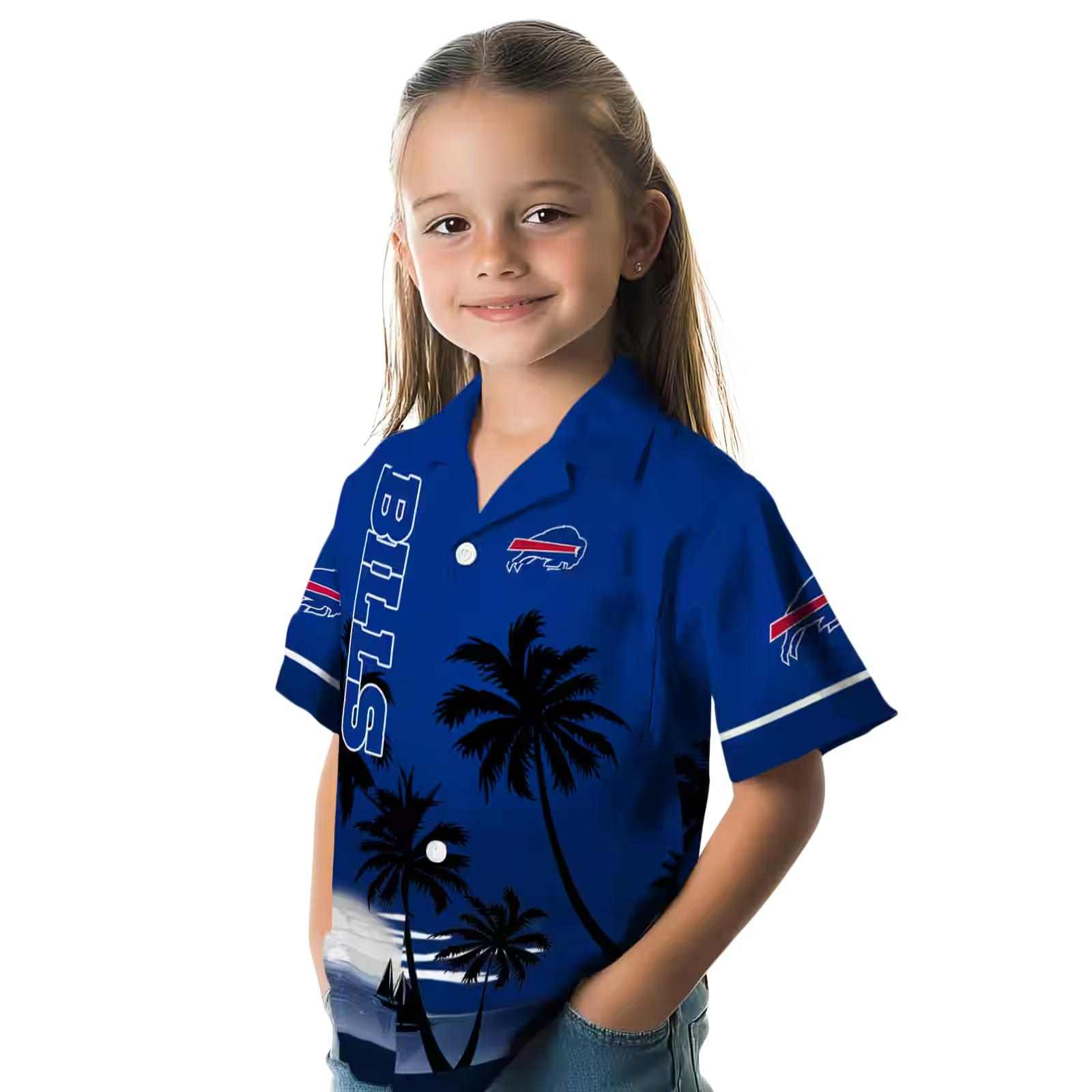 buffalo bills beach sunset blue black hawaiian shirt premium grade