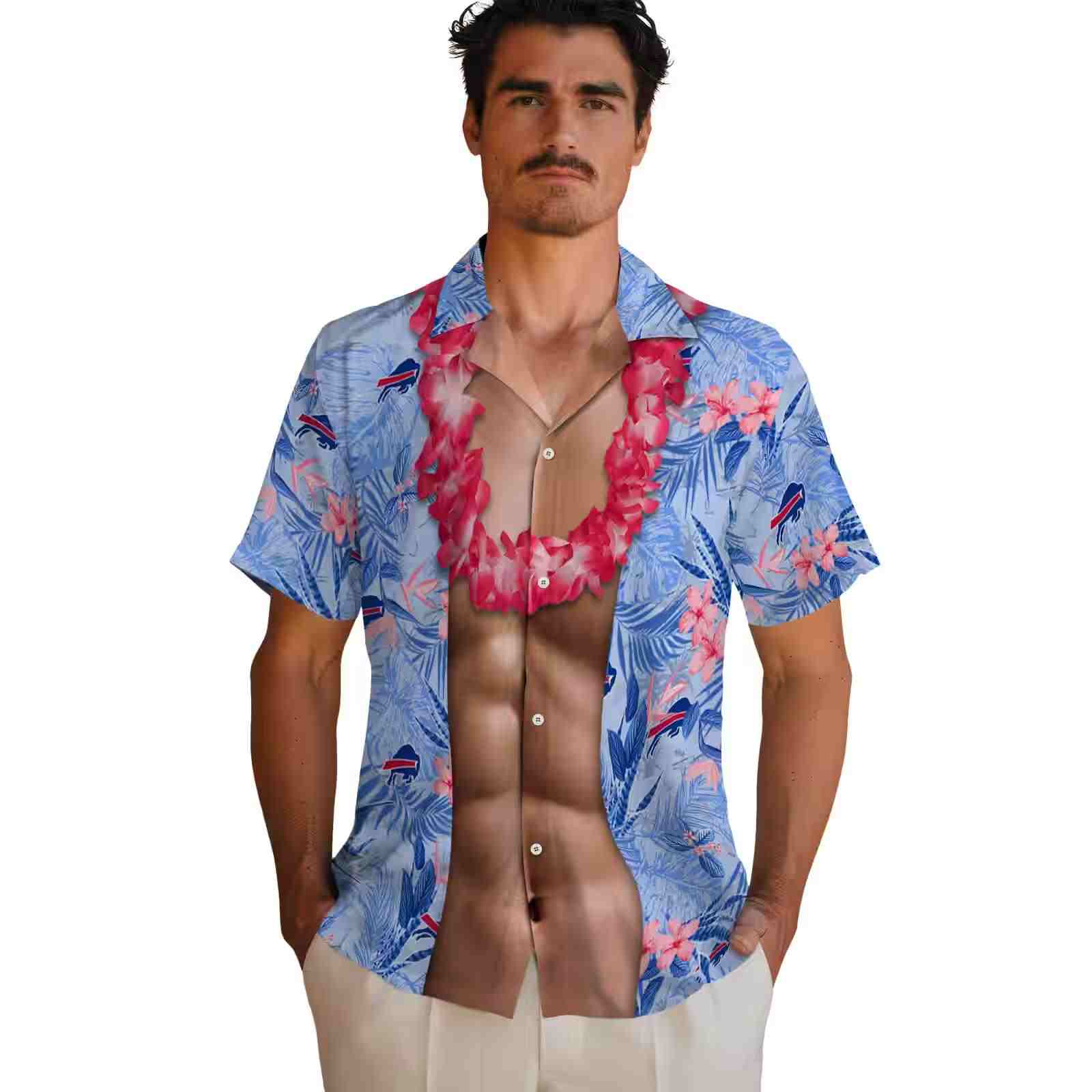 buffalo bills chest illusion blue hawaiian shirt fashion forward