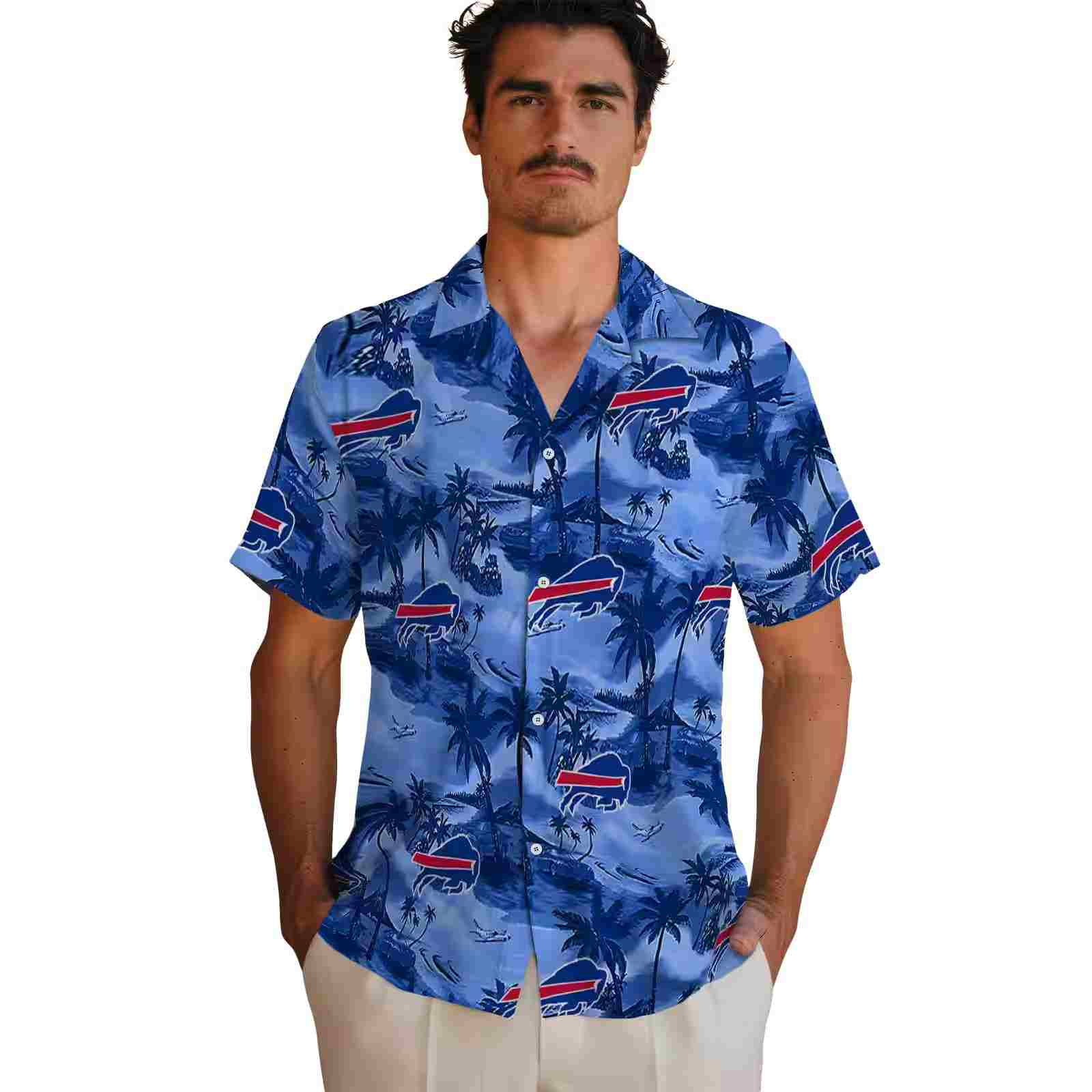 buffalo bills coastal palms blue hawaiian shirt fashion forward