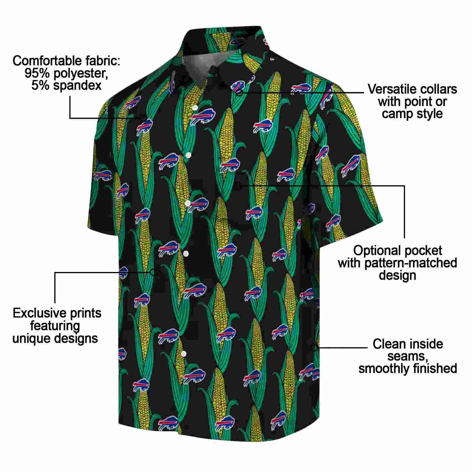 buffalo bills corn motifs black green hawaiian shirt new arrival