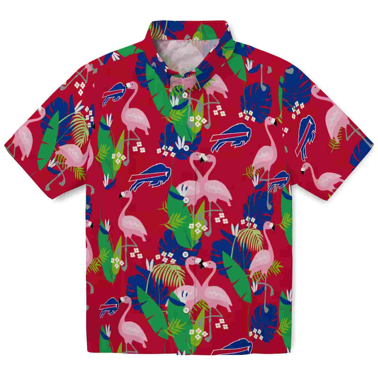 Buffalo Bills Flamingo Foliage Blue Green Hawaiian Shirt