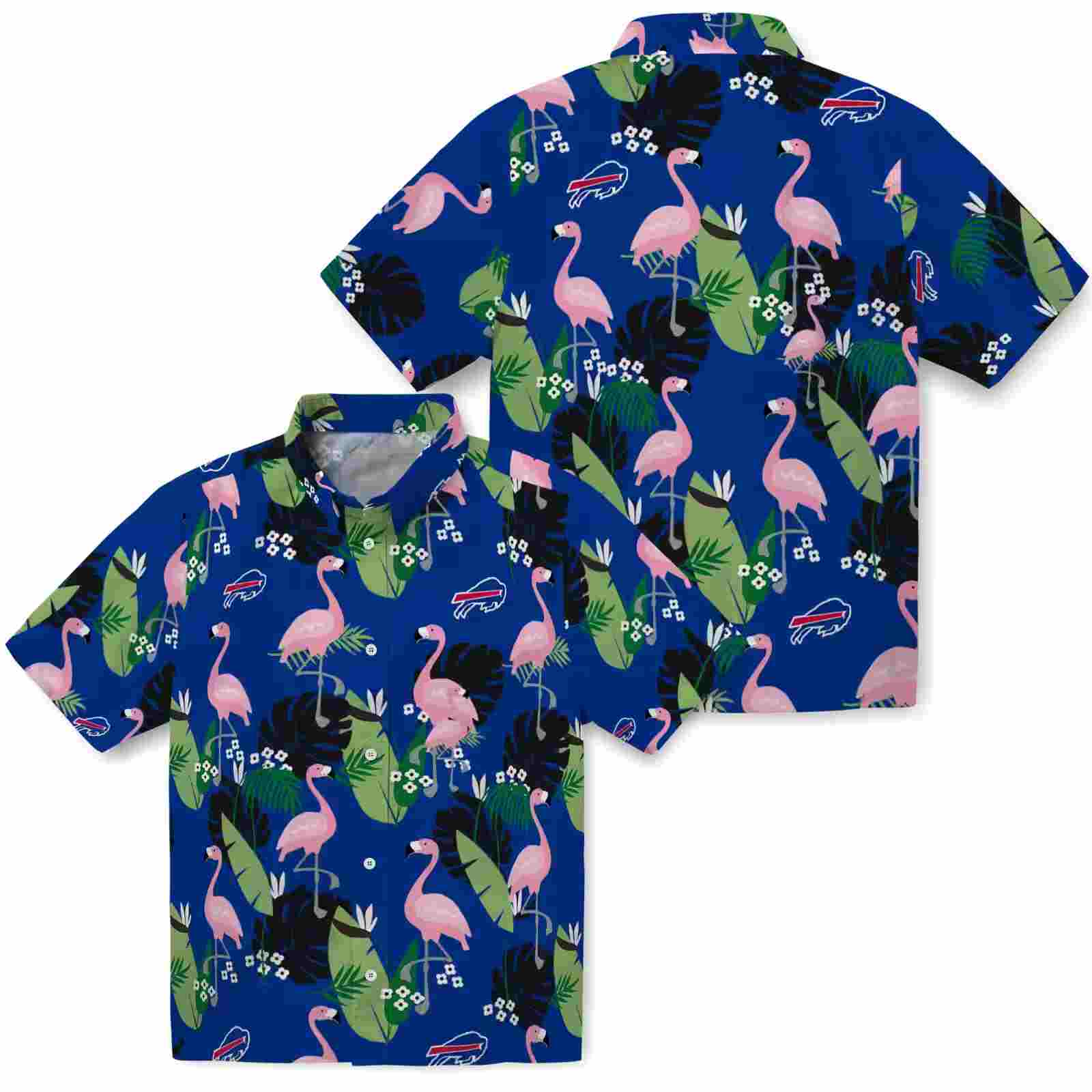 buffalo bills flamingo leaf motif blue hawaiian shirt high quality