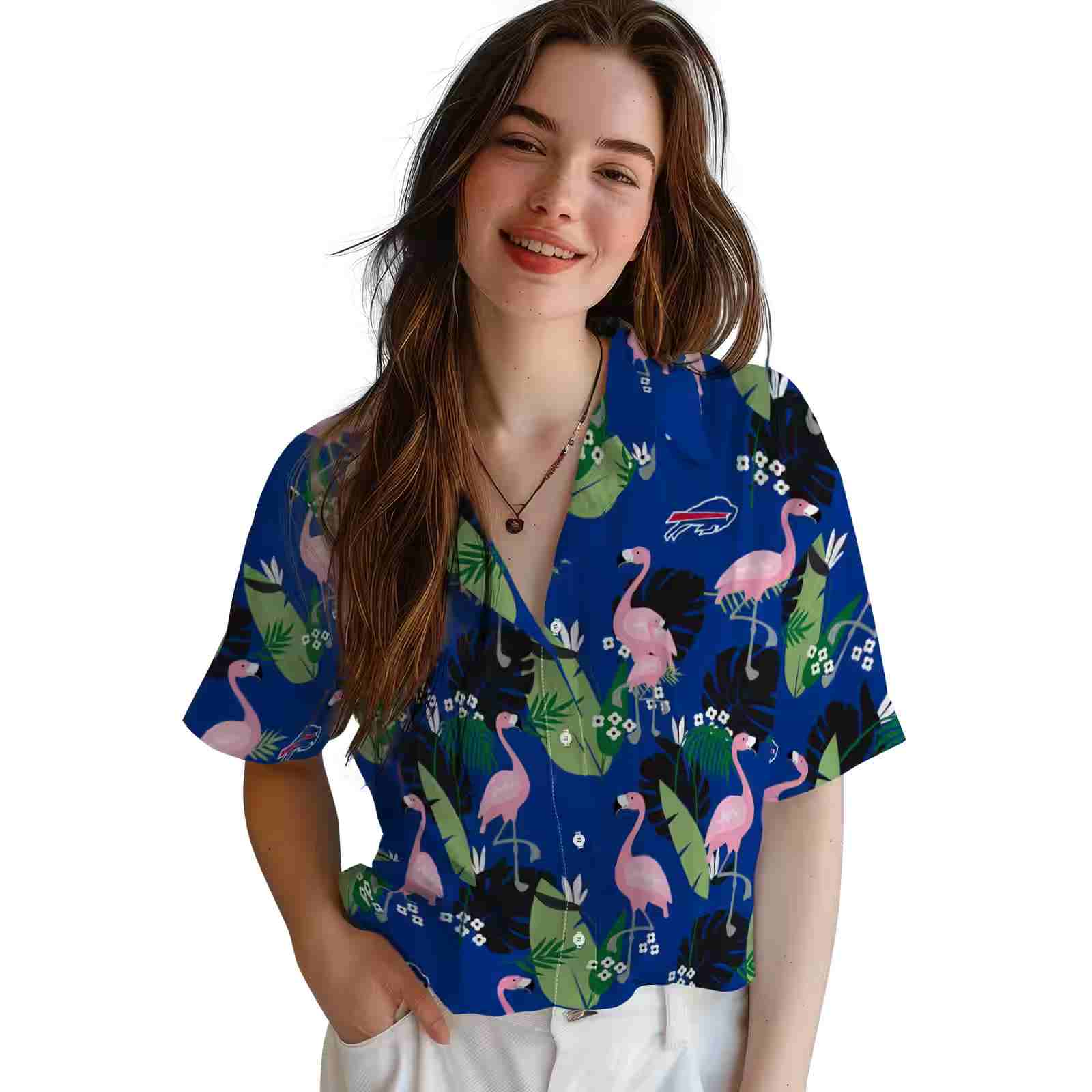 buffalo bills flamingo leaf motif blue hawaiian shirt latest model