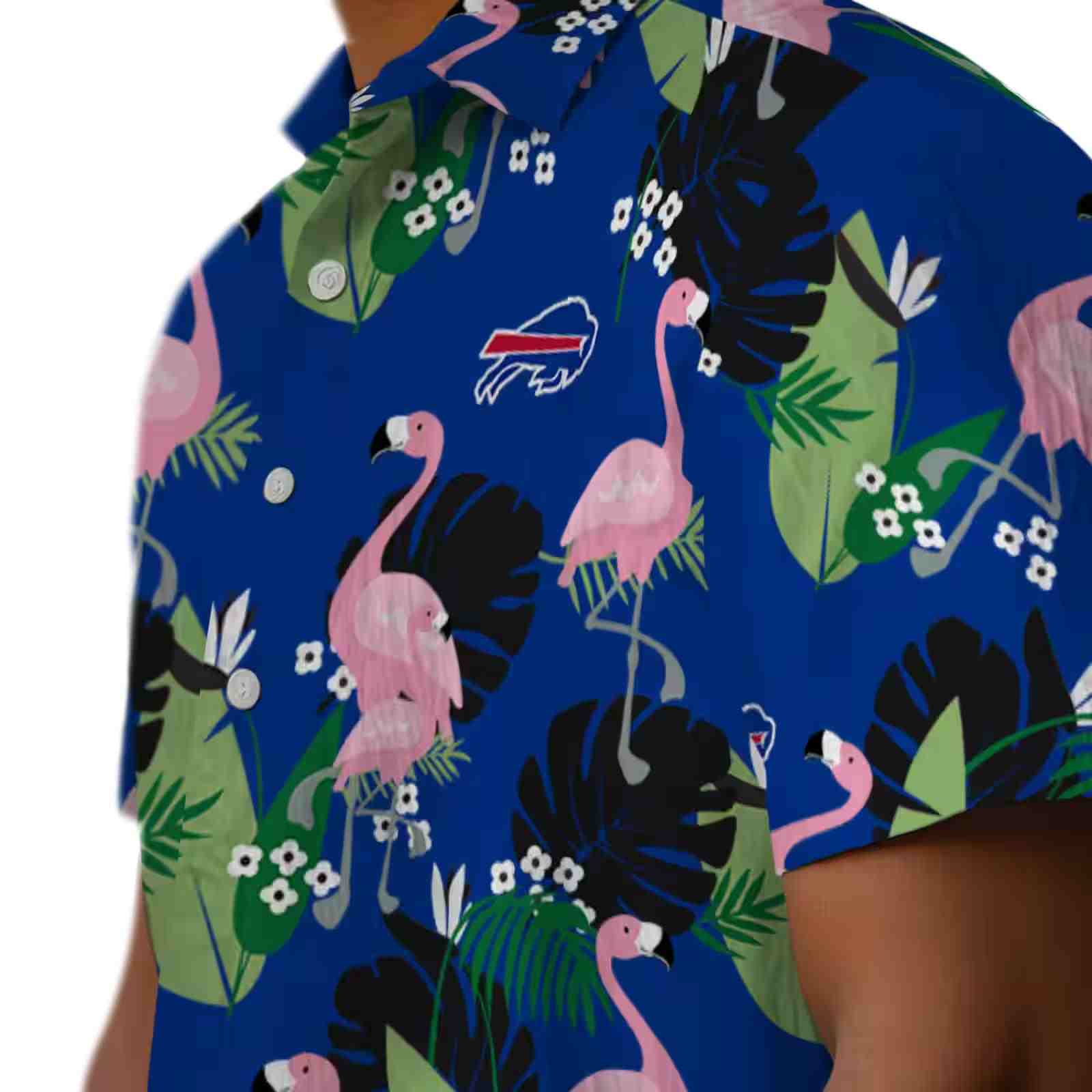 buffalo bills flamingo leaf motif blue hawaiian shirt trendy