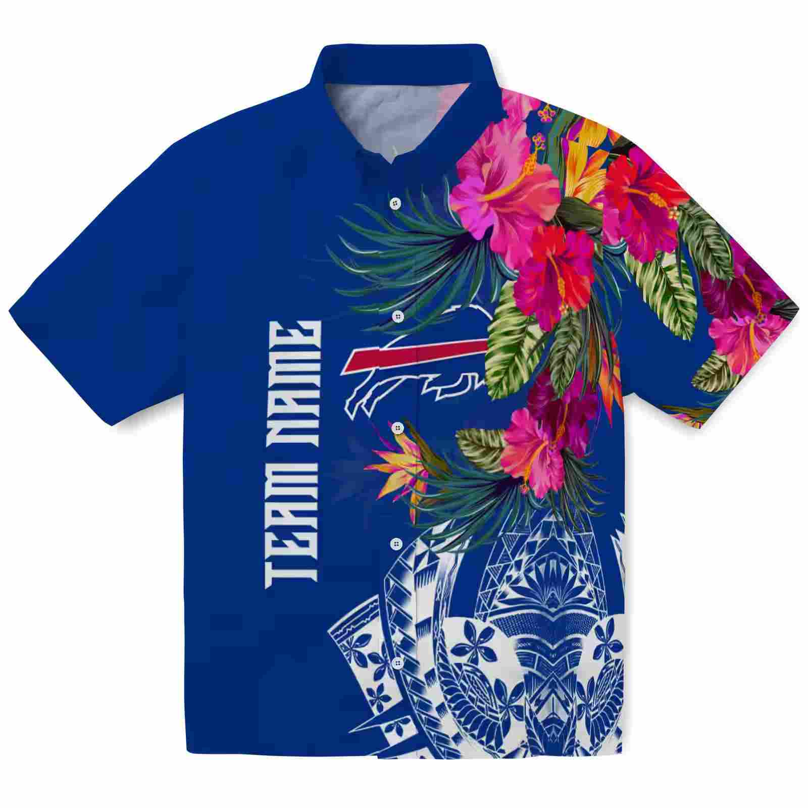 Buffalo Bills Floral Polynesian Blue Hawaiian Shirt