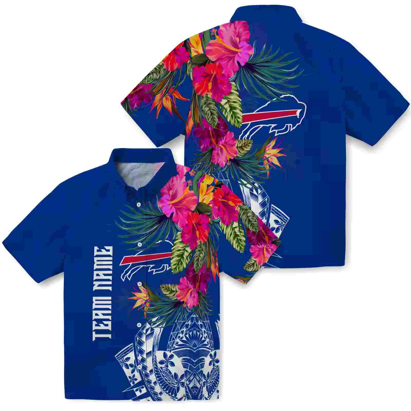 buffalo bills floral polynesian blue hawaiian shirt high quality