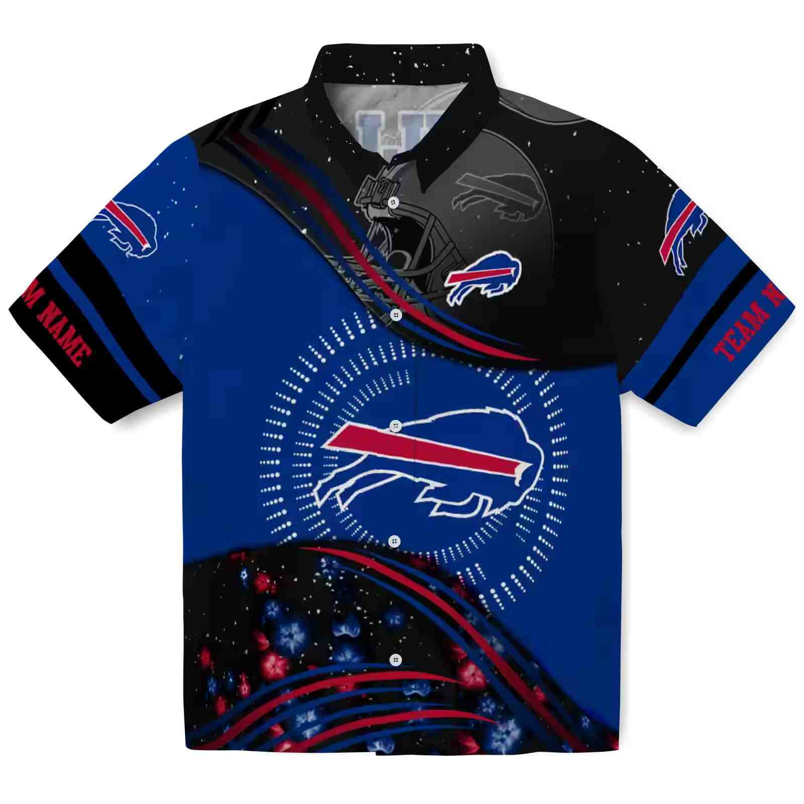 Buffalo Bills Football Wave Blue Black Hawaiian Shirt