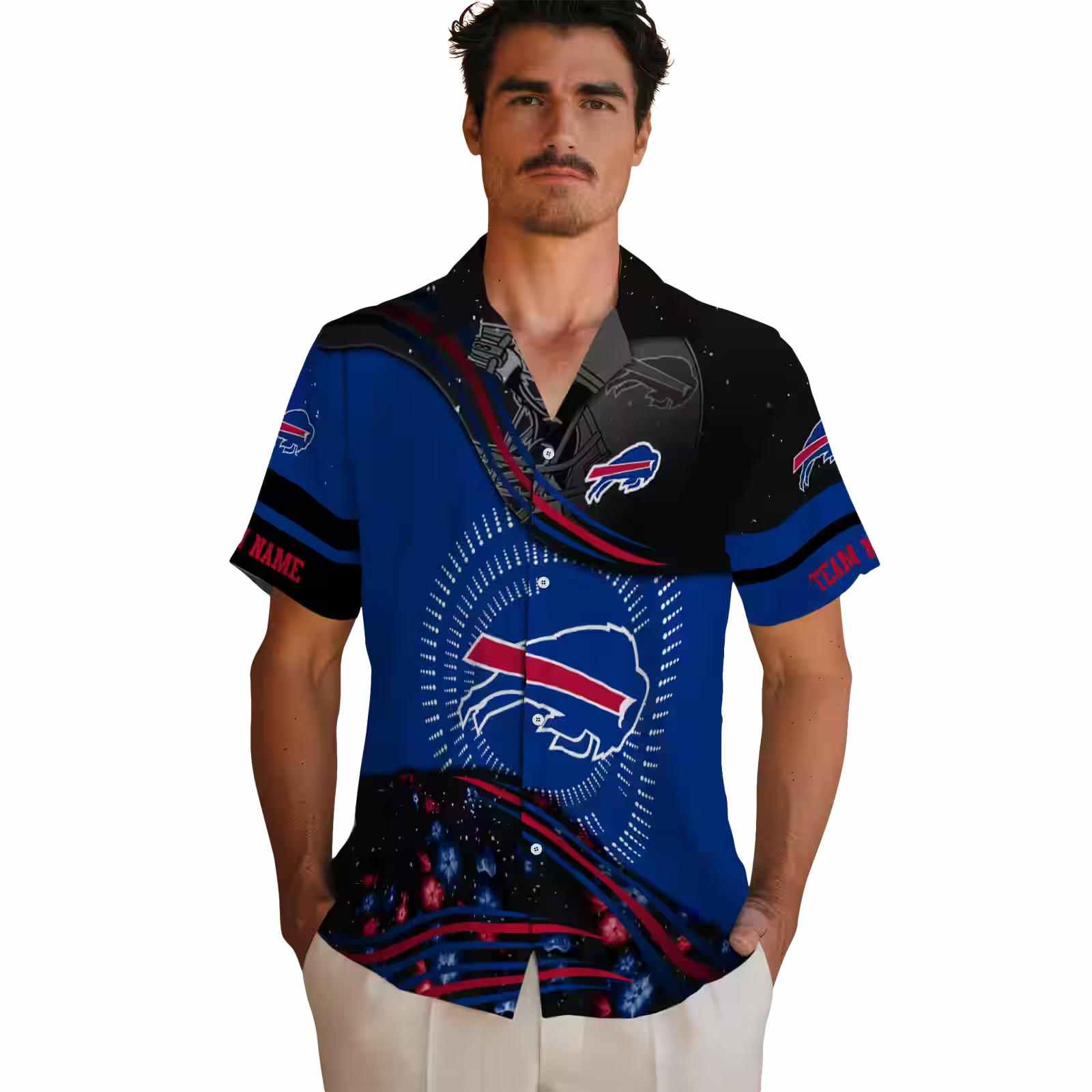 buffalo bills football wave blue black hawaiian shirt fashion forward