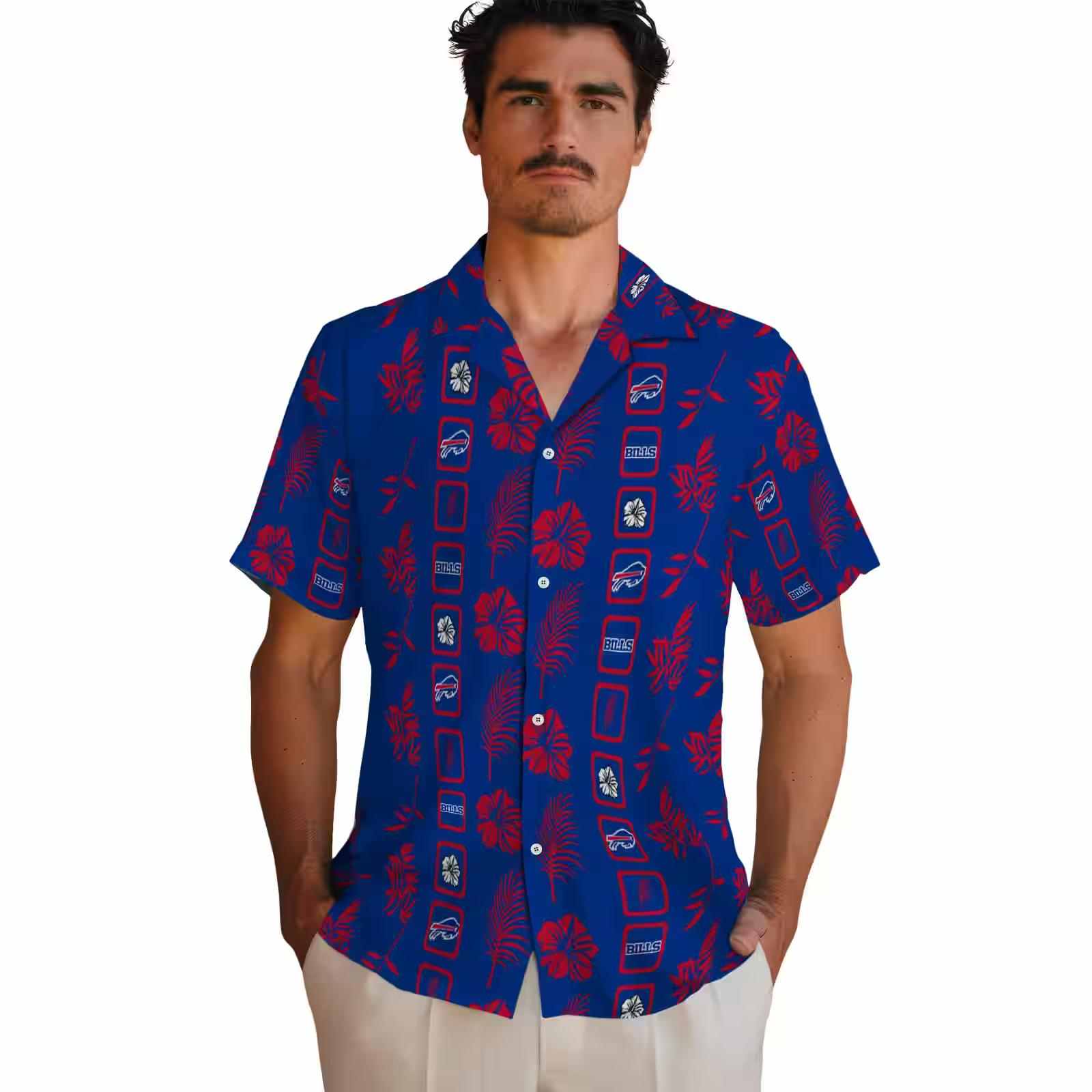 buffalo bills framed floral blue hawaiian shirt fashion forward