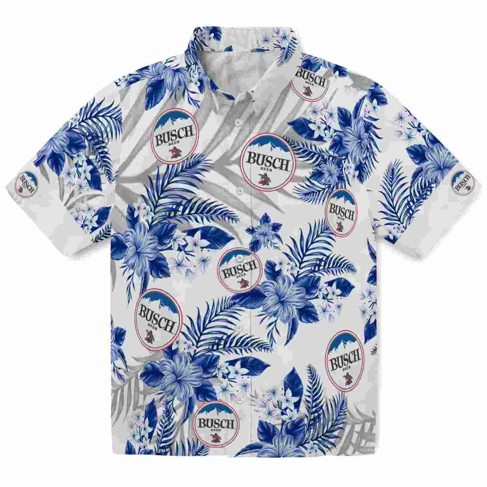 Buffalo Bills Hibiscus Palm Leaves Blue White Hawaiian Shirt