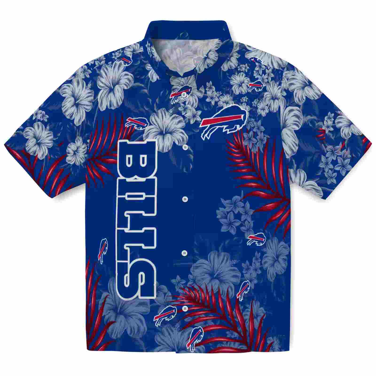 Buffalo Bills Hibiscus Print Blue Hawaiian Shirt