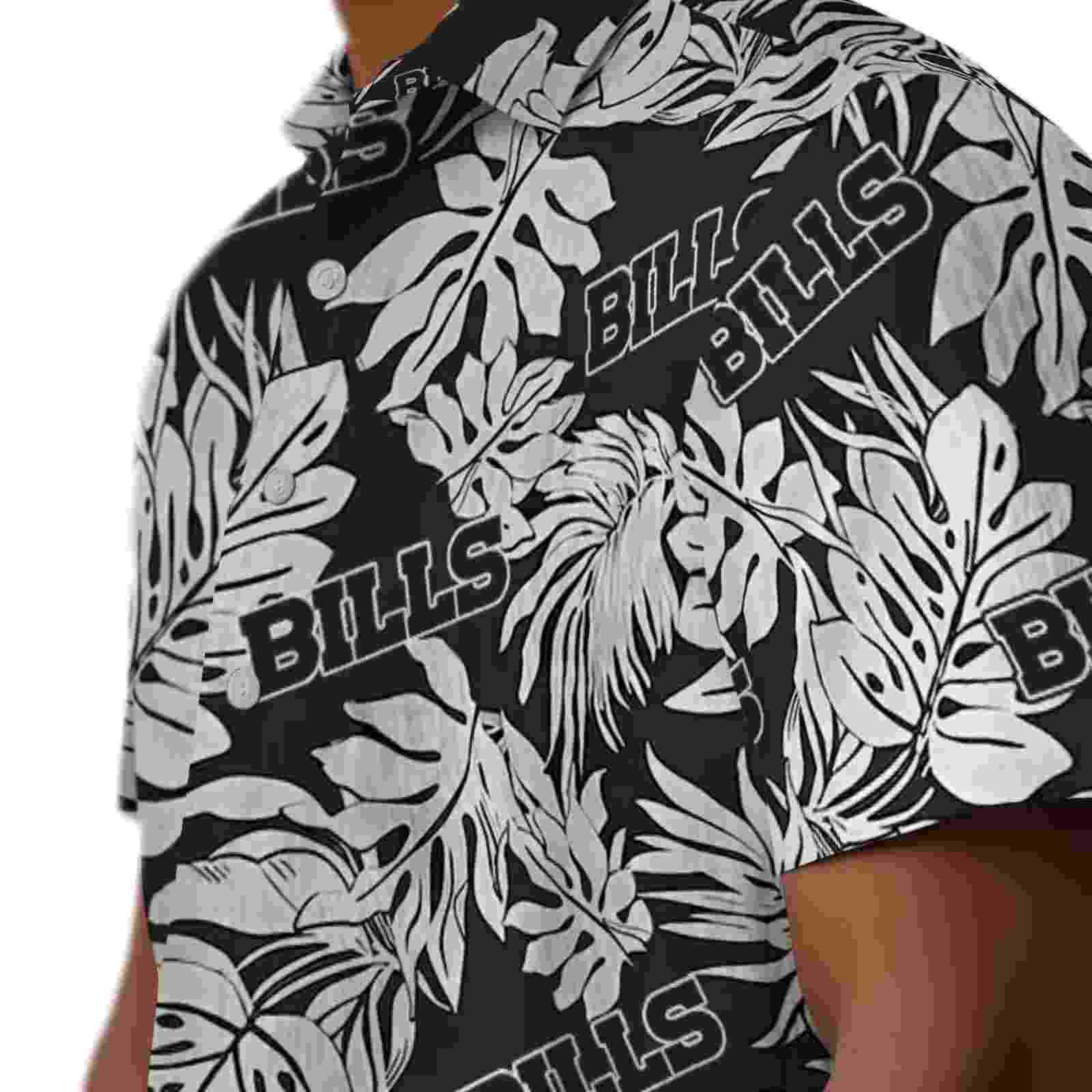 buffalo bills monstera leaf pattern black hawaiian shirt trendy