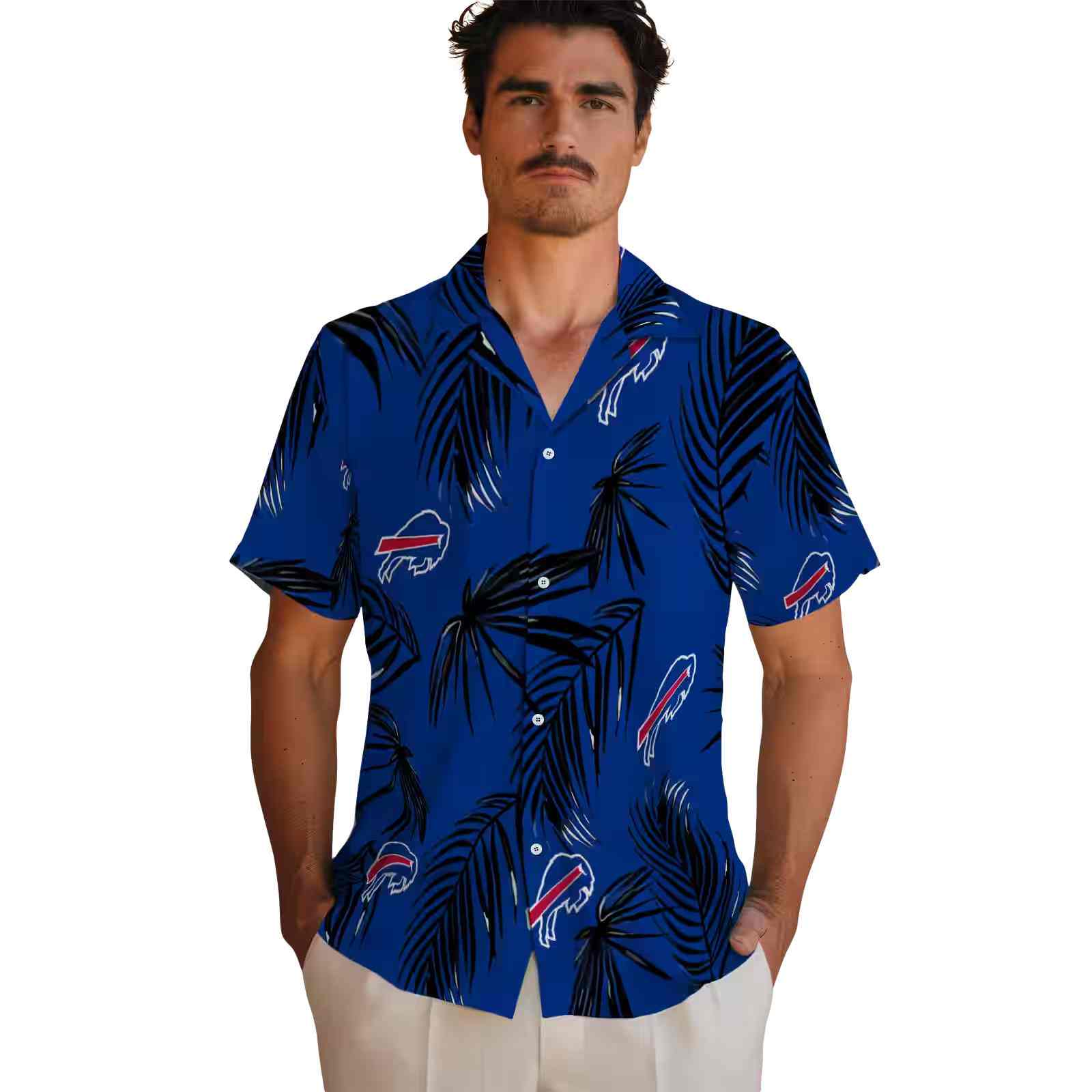 buffalo bills palm leaf blue hawaiian shirt fashion forward