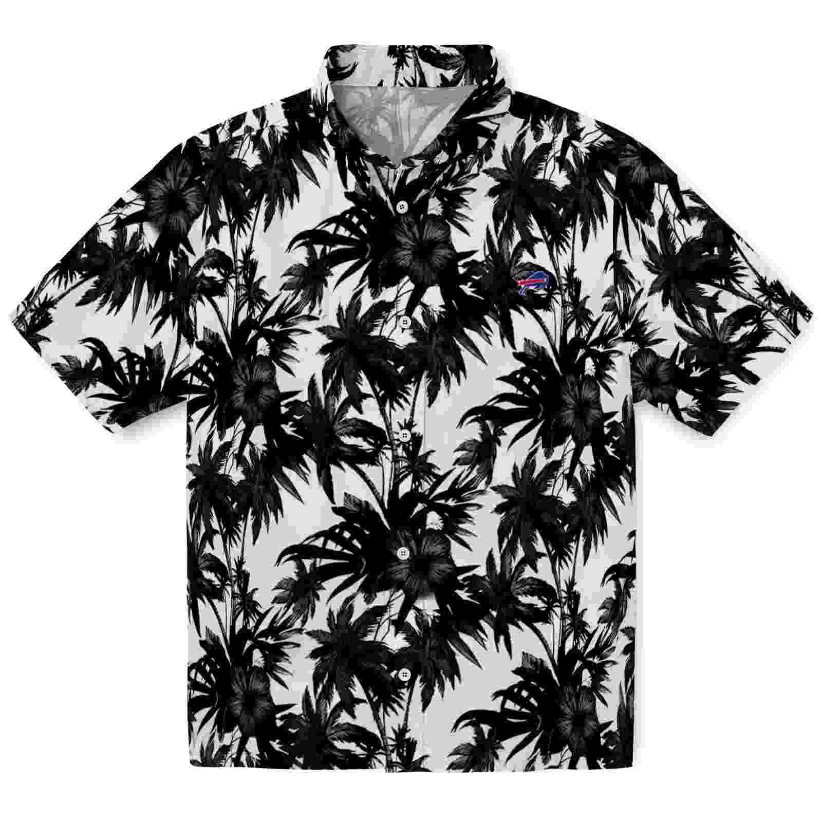 Buffalo Bills Palm Motifs Black White Hawaiian Shirt