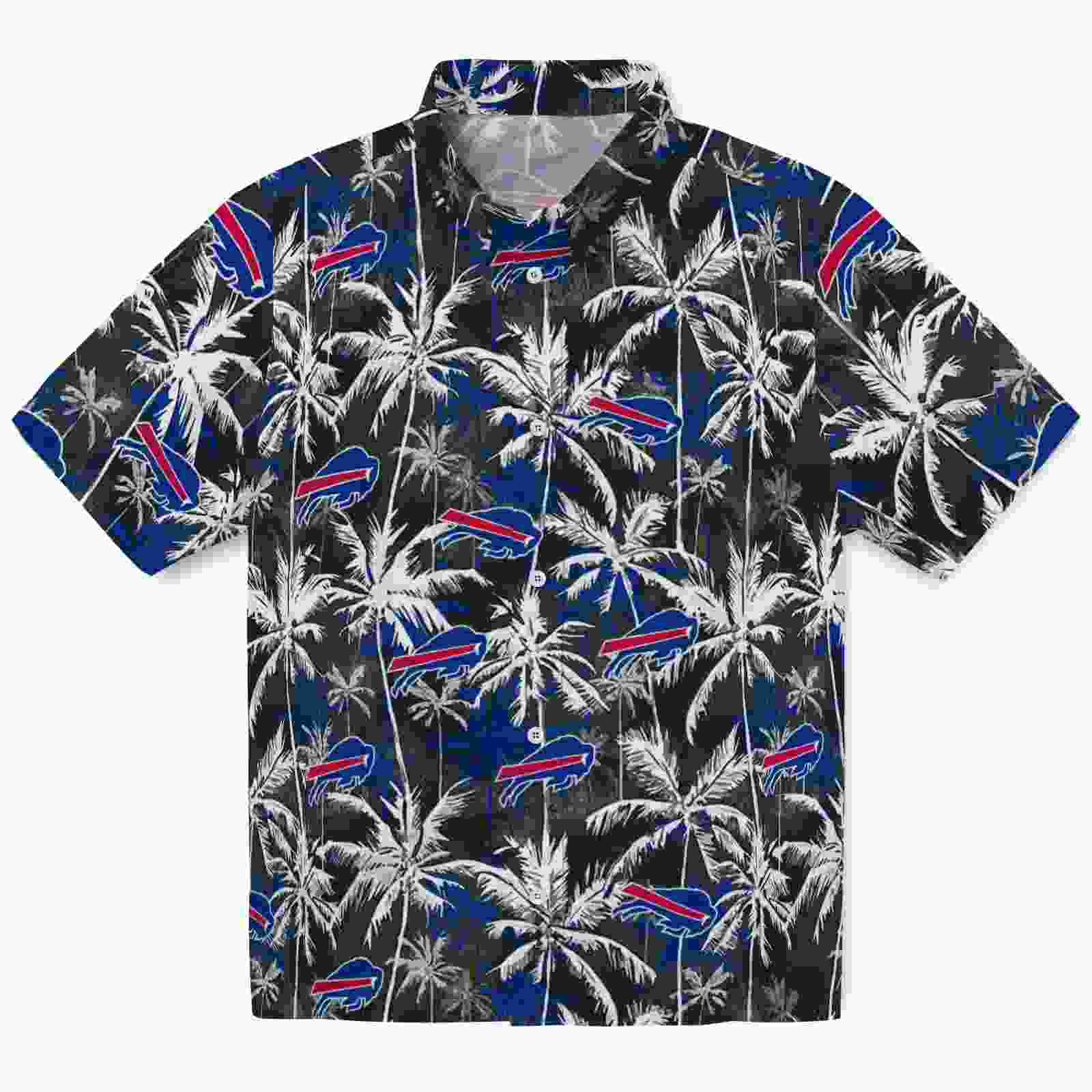 Buffalo Bills Palm Pattern Blue Black Hawaiian Shirt