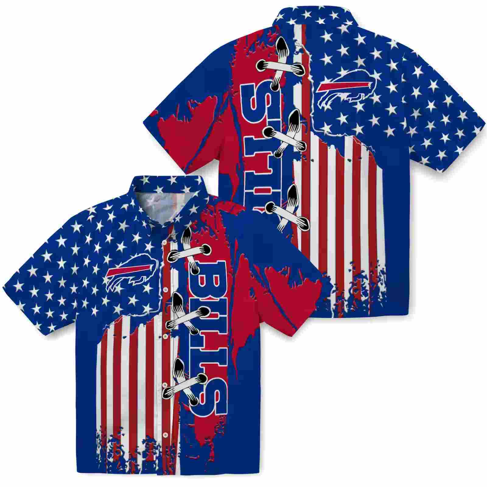 buffalo bills stitched flag blue hawaiian shirt high quality