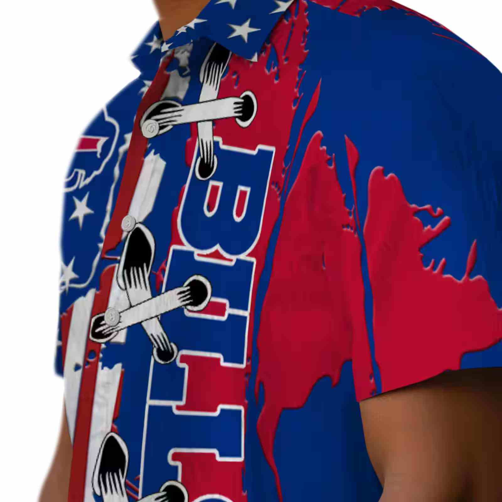 buffalo bills stitched flag blue hawaiian shirt trendy