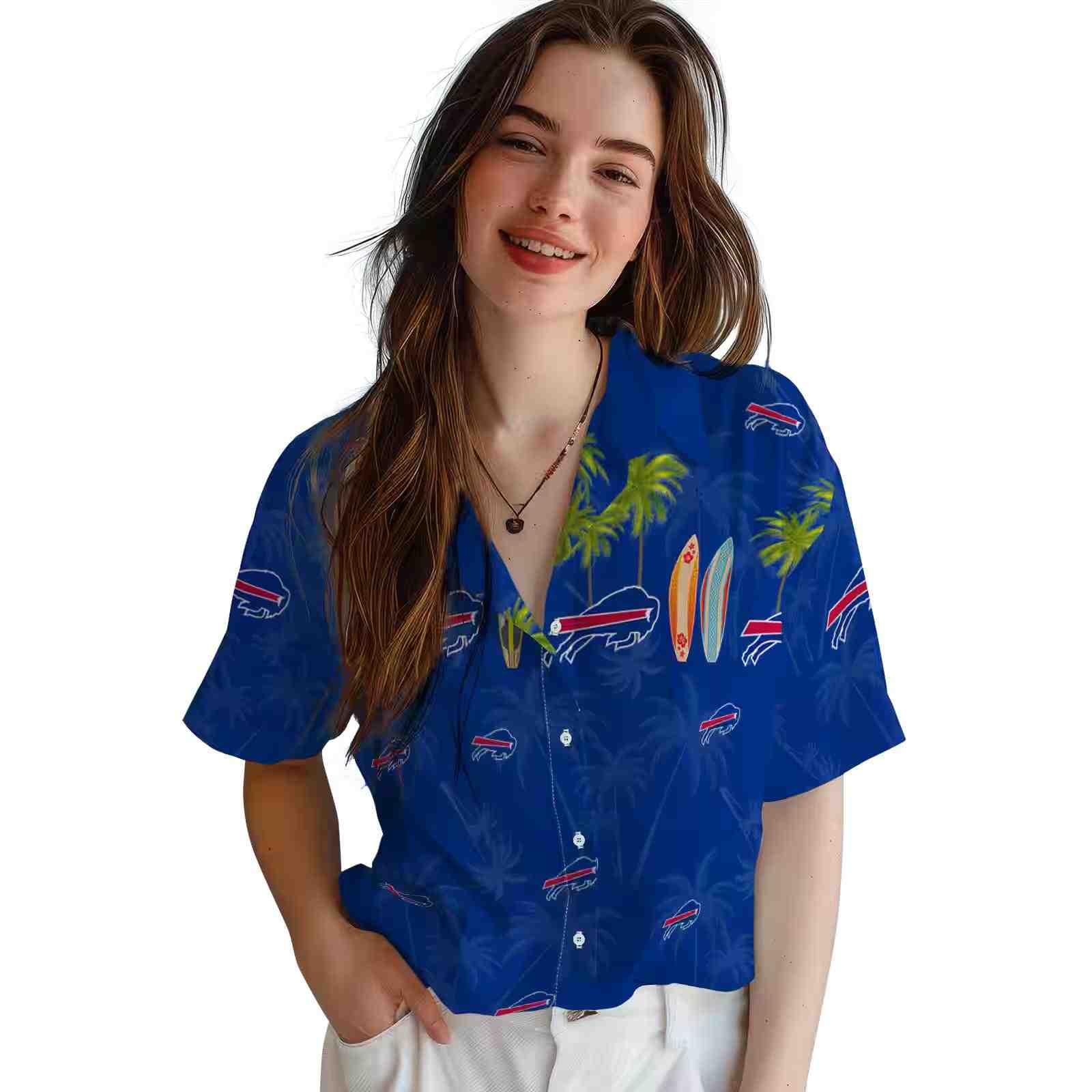 buffalo bills surfboard palm blue hawaiian shirt latest model