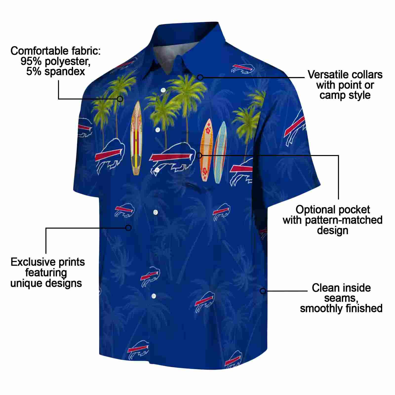 buffalo bills surfboard palm blue hawaiian shirt new arrival