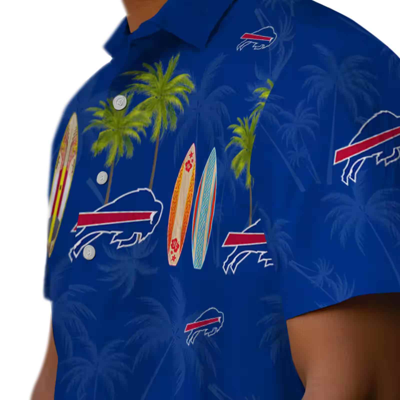 buffalo bills surfboard palm blue hawaiian shirt trendy