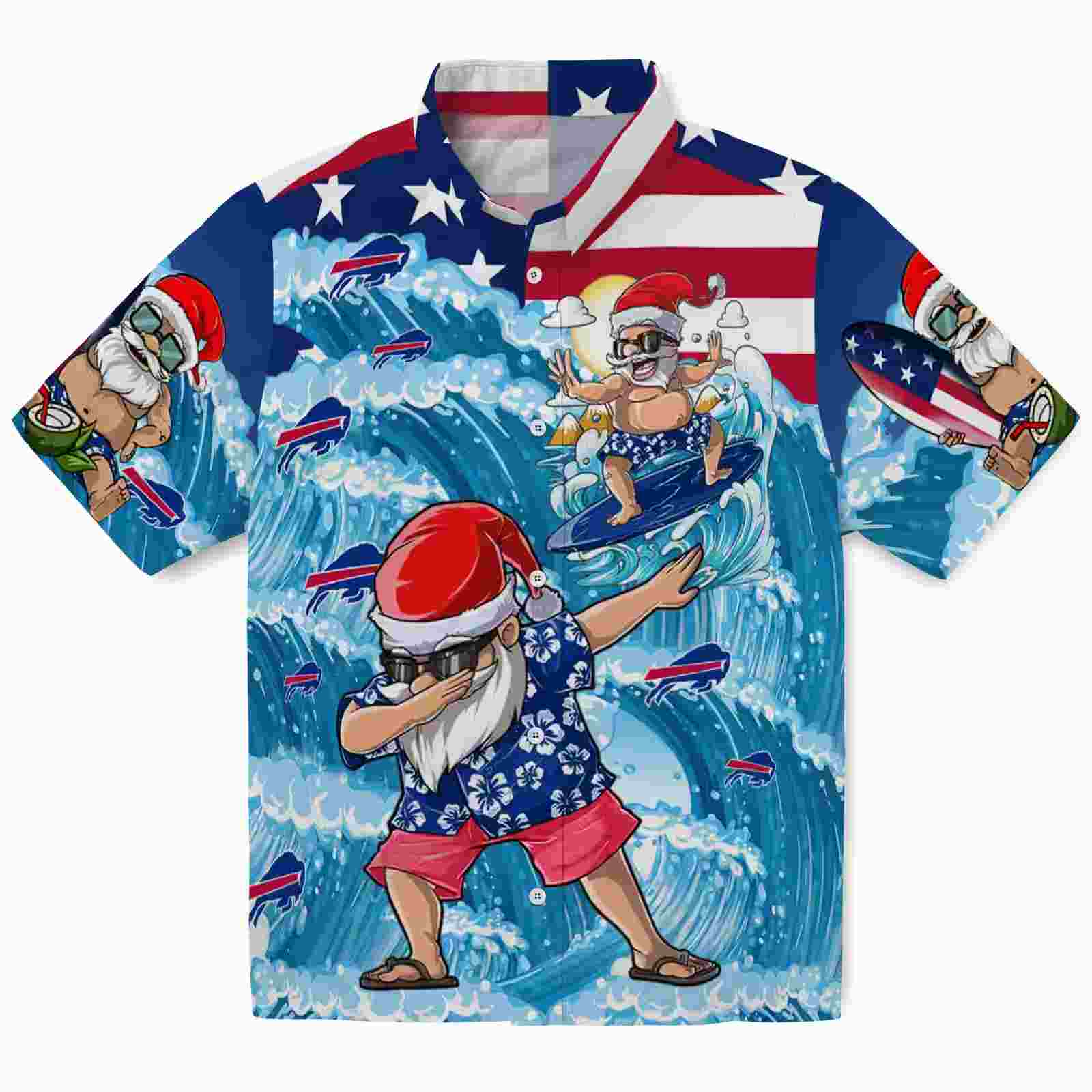 Buffalo Bills Surfing Santa Blue Hawaiian Shirt