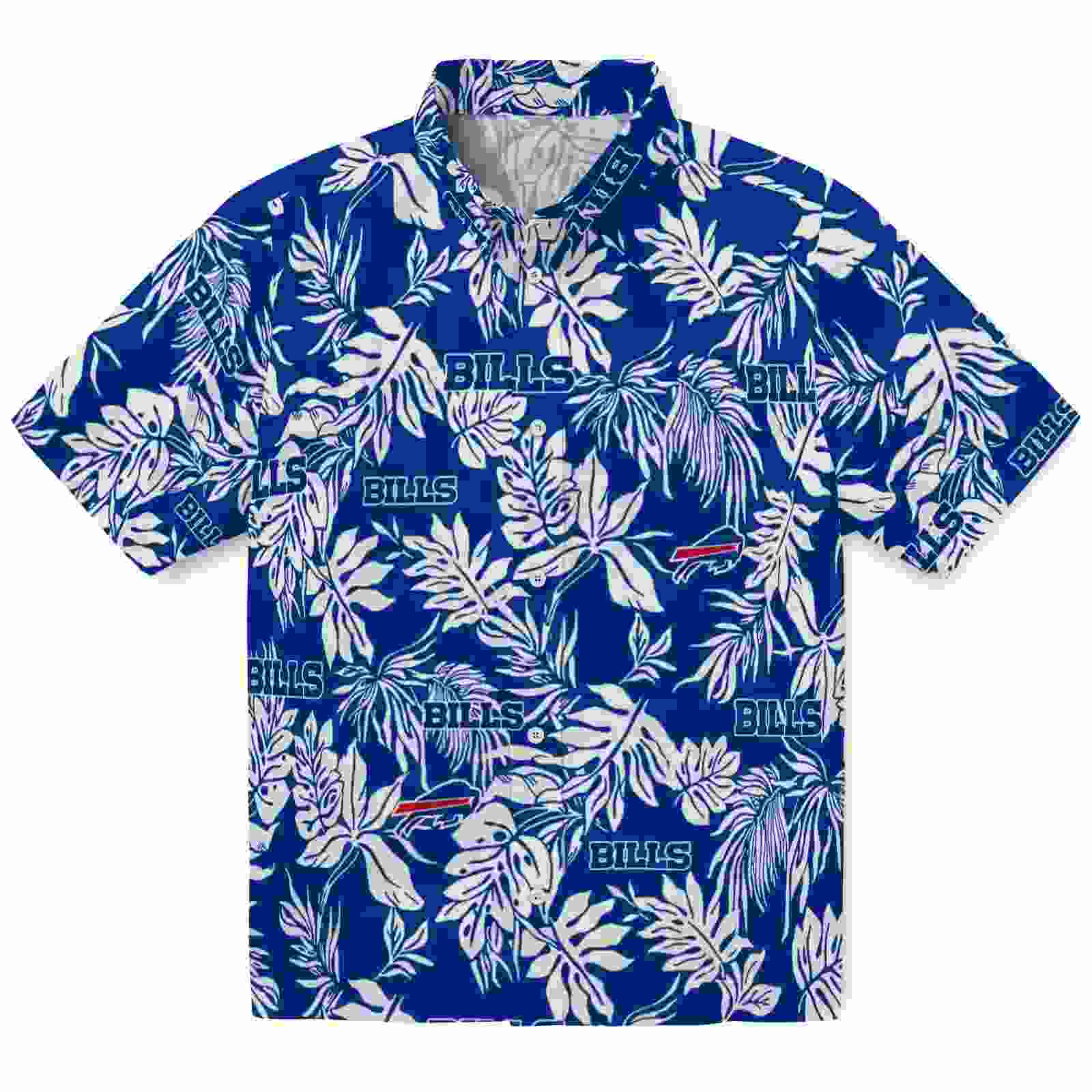 Buffalo Bills Tropical Leaf Blue White Hawaiian Shirt