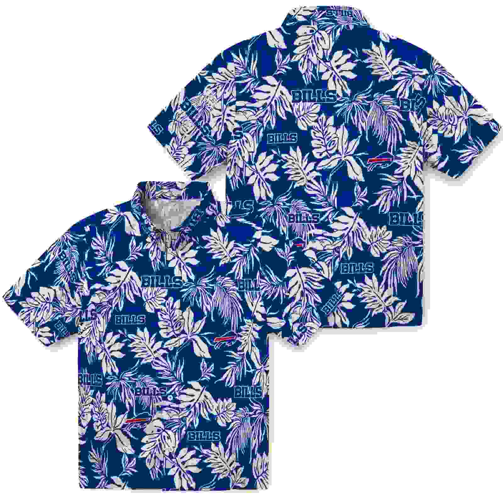 buffalo bills tropical leaf blue white hawaiian shirt high quality