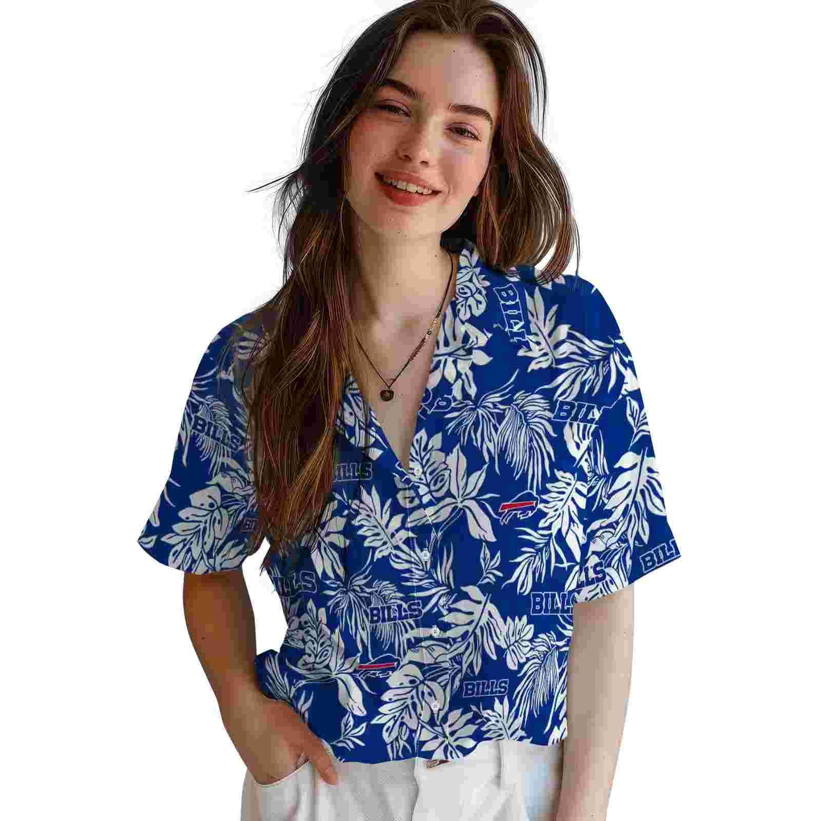 buffalo bills tropical leaf blue white hawaiian shirt latest model