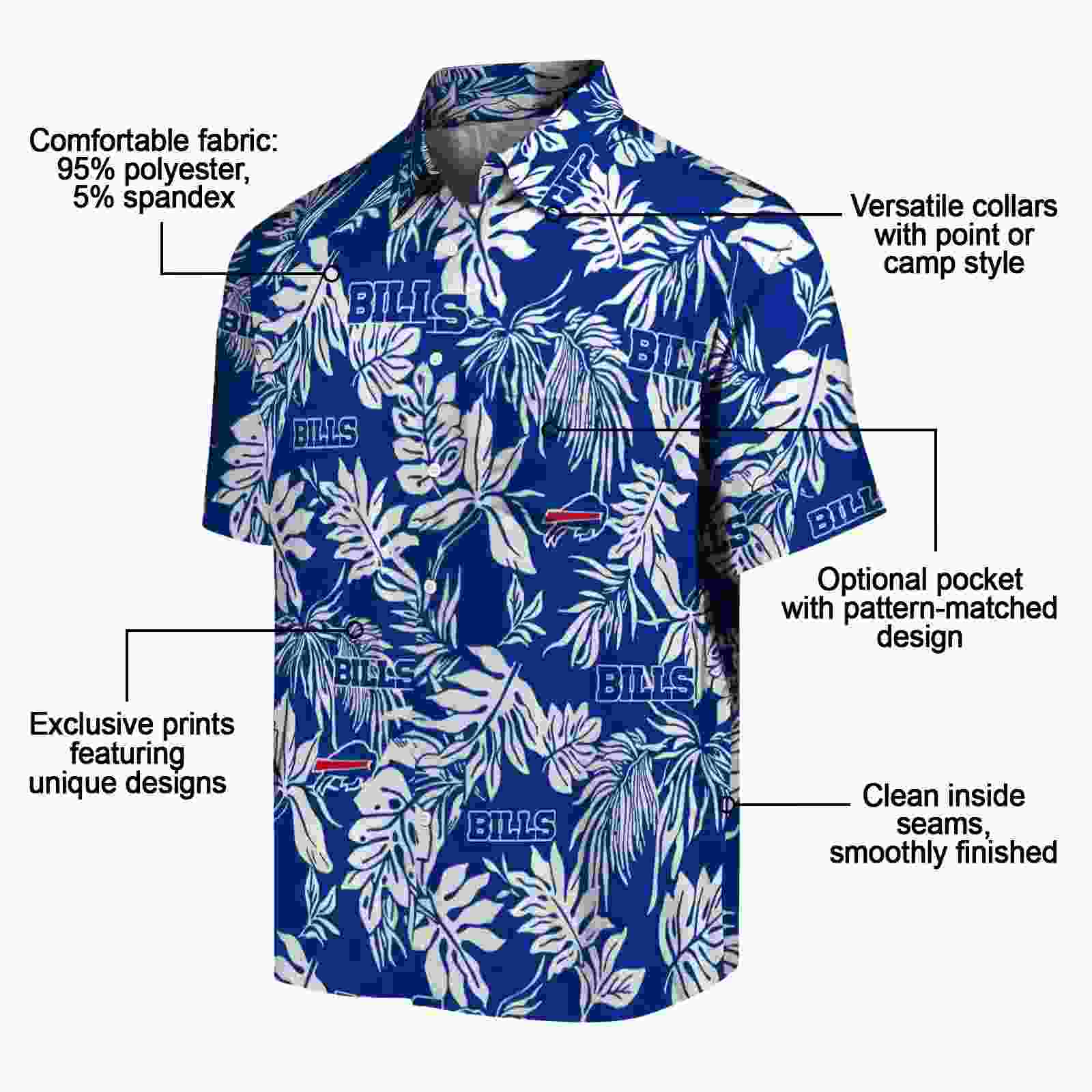 buffalo bills tropical leaf blue white hawaiian shirt new arrival