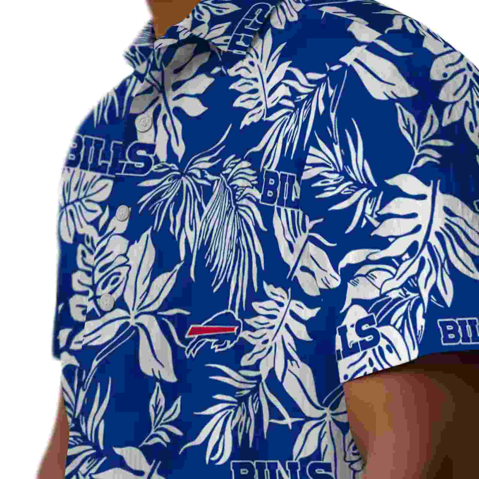 buffalo bills tropical leaf blue white hawaiian shirt trendy