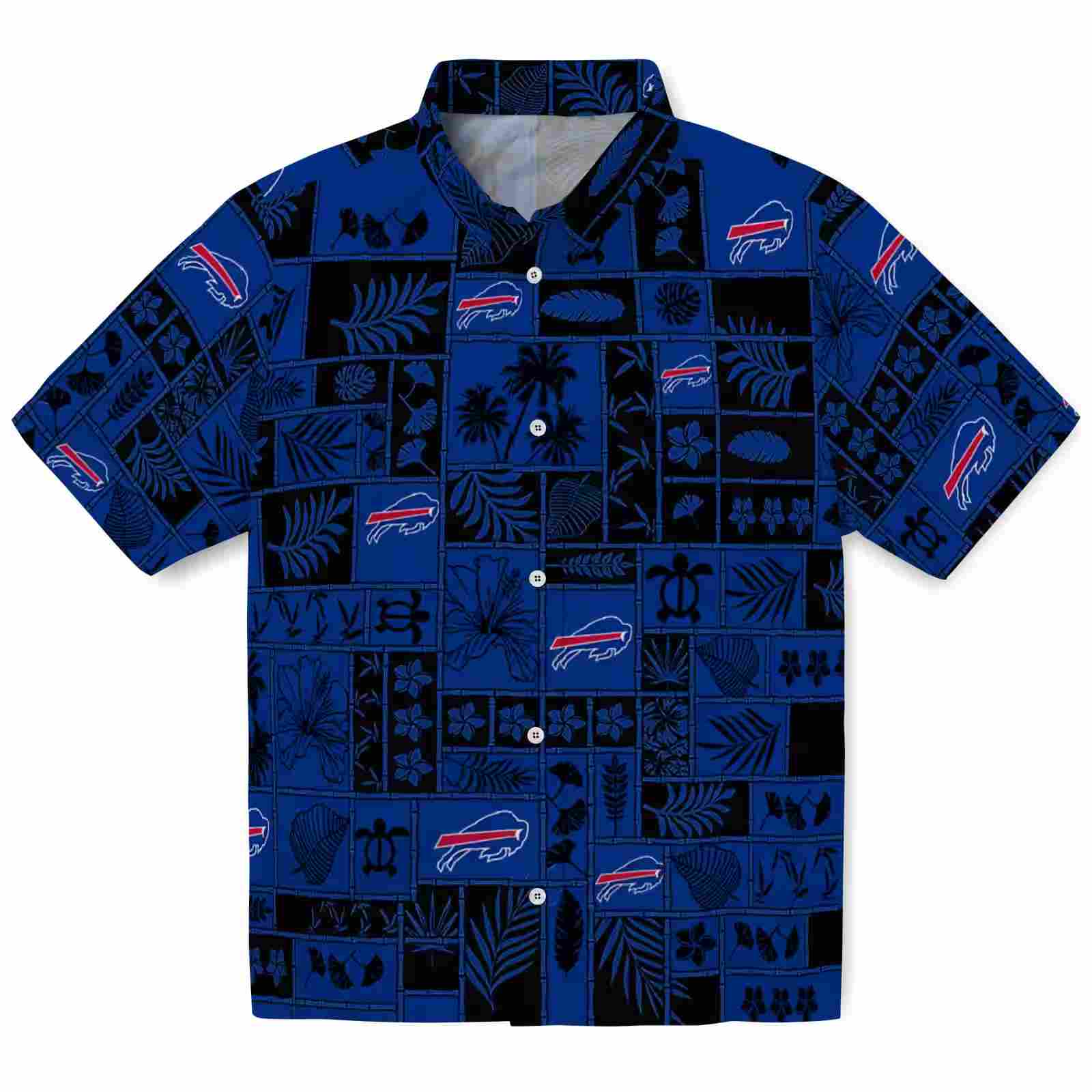 Buffalo Bills Tropical Patchwork Blue Black Hawaiian Shirt