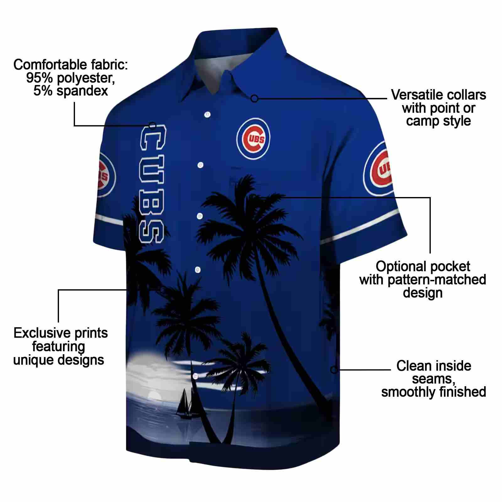 chicago cubs beach sunset blue black hawaiian shirt new arrival