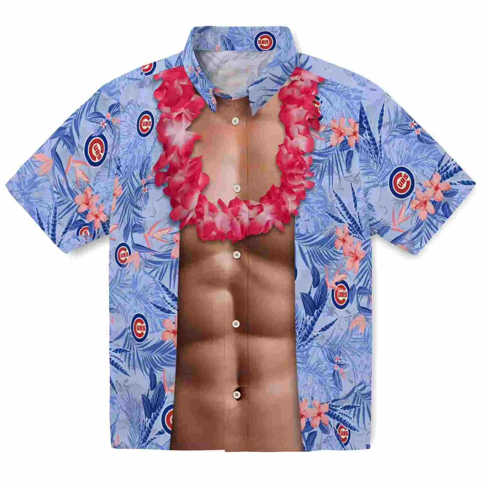 Chicago Cubs Chest Illusion Blue Hawaiian Shirt