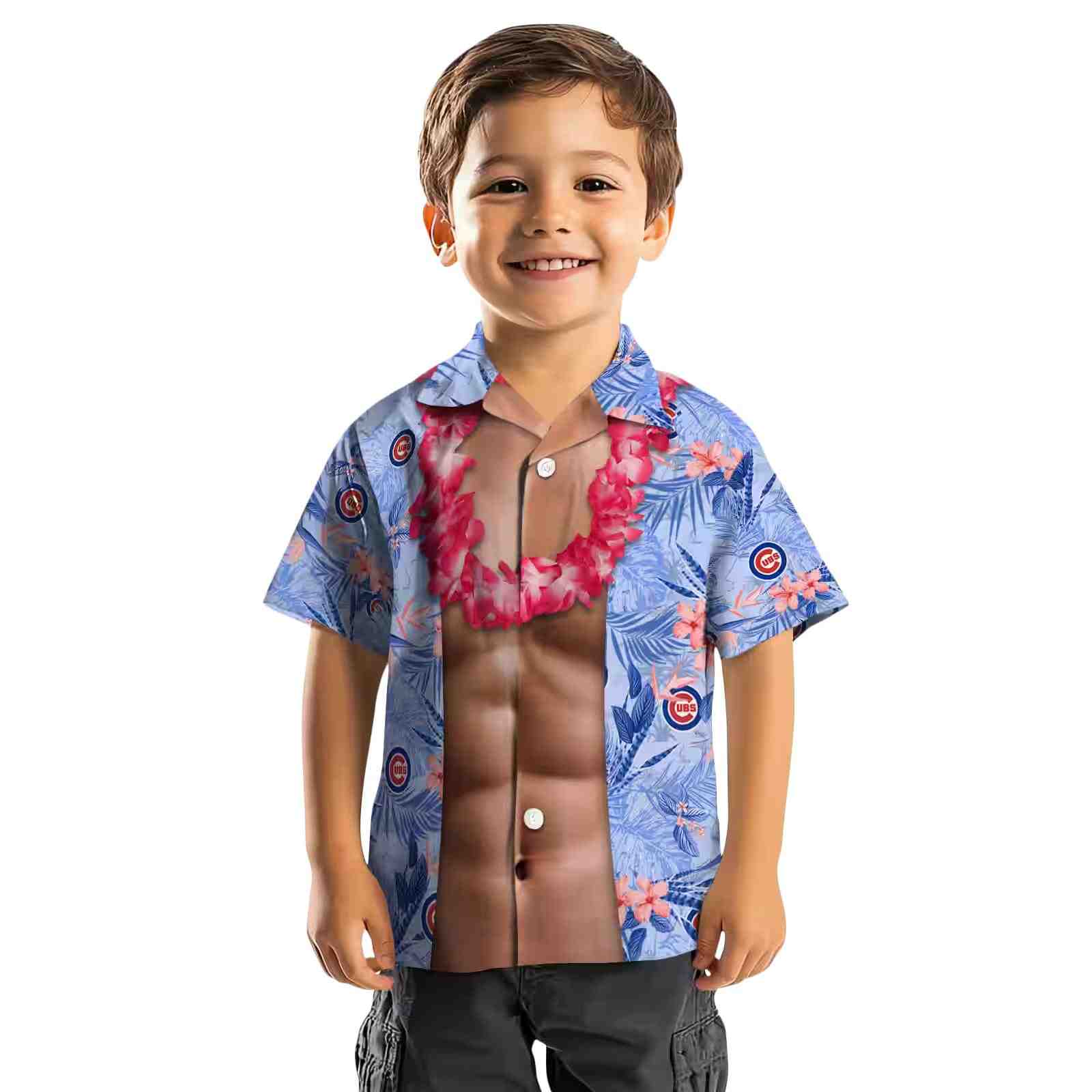 chicago cubs chest illusion blue hawaiian shirt top rated