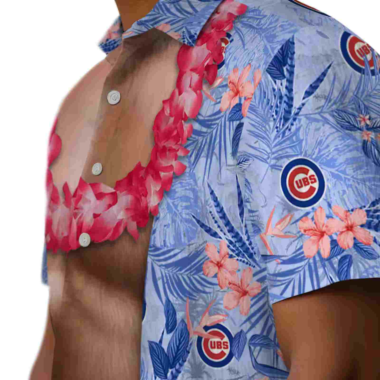 chicago cubs chest illusion blue hawaiian shirt trendy