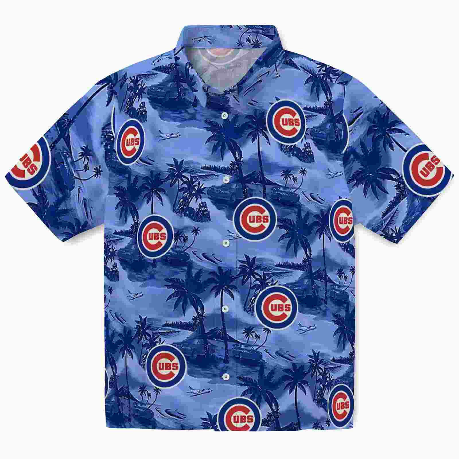 Chicago Cubs Coastal Palms Blue Hawaiian Shirt