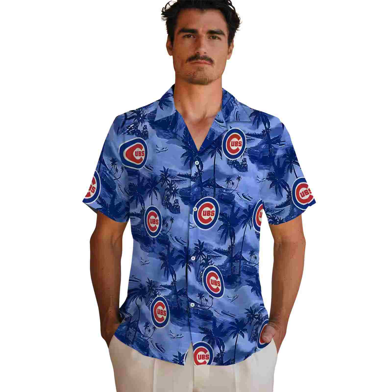 chicago cubs coastal palms blue hawaiian shirt fashion forward