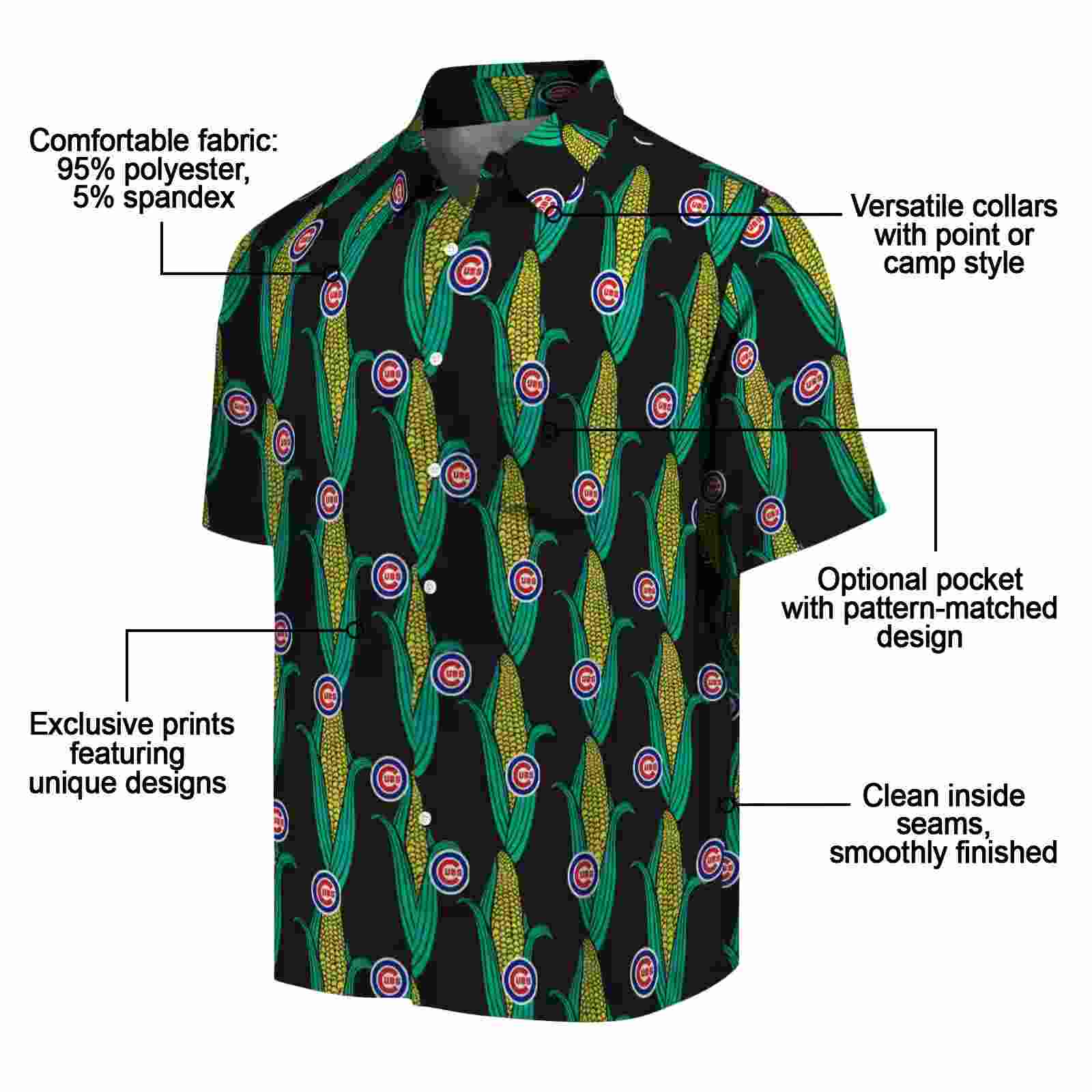 chicago cubs corn motifs black green hawaiian shirt new arrival