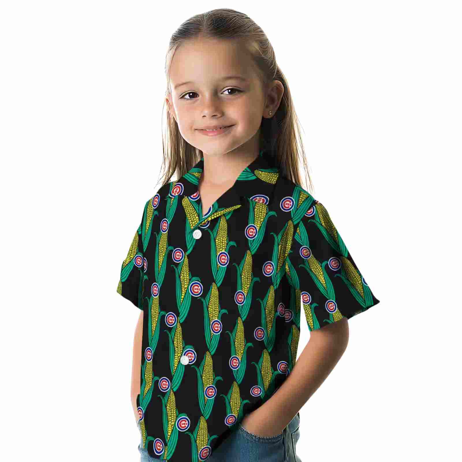 chicago cubs corn motifs black green hawaiian shirt premium grade