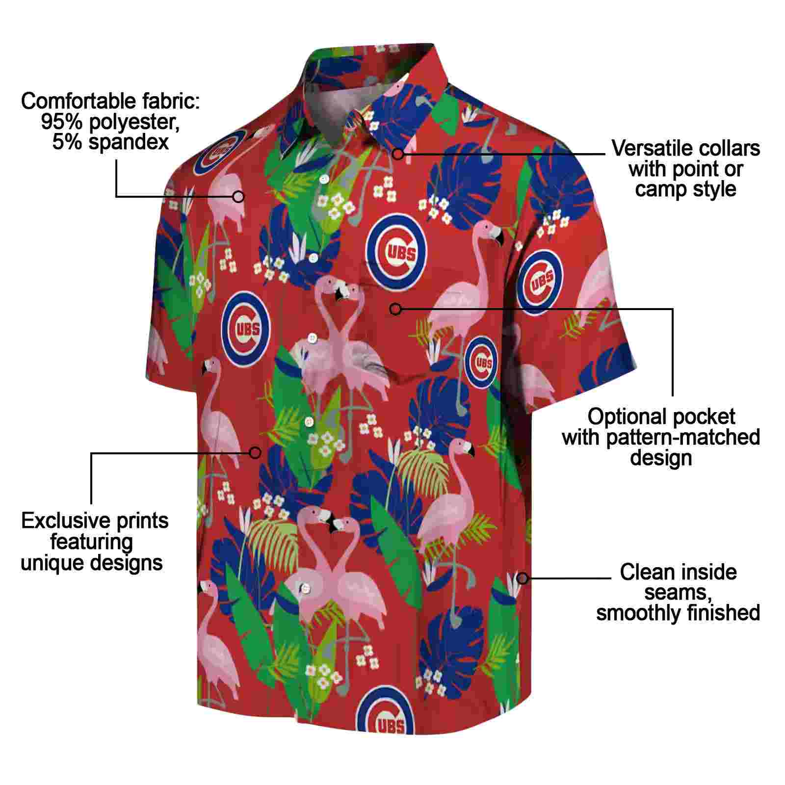 chicago cubs flamingo foliage blue green hawaiian shirt new arrival