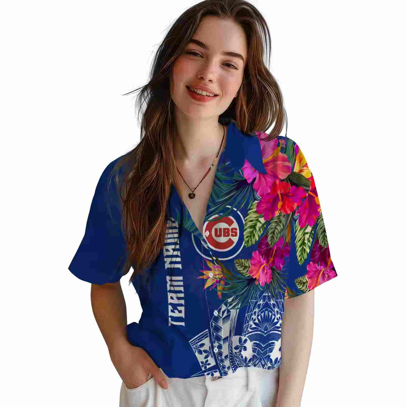 chicago cubs floral polynesian blue hawaiian shirt latest model